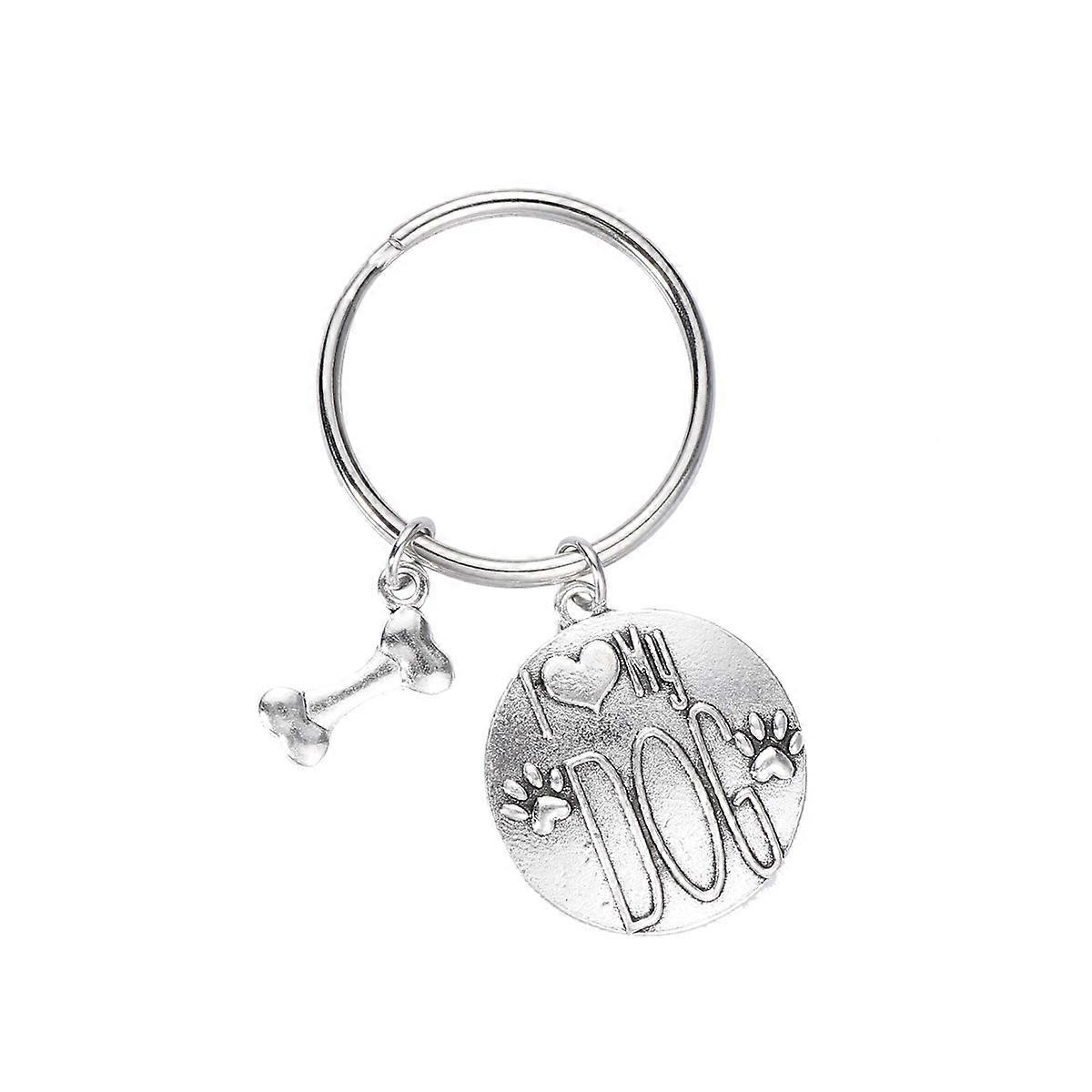 Keyrings For Women Pet Dog Shaped Keychain Hanging Pendant Keychains Metal Alloy Bag Decoration Car Key Attachment Silver 5.7x2.9x0.4cm 1Set