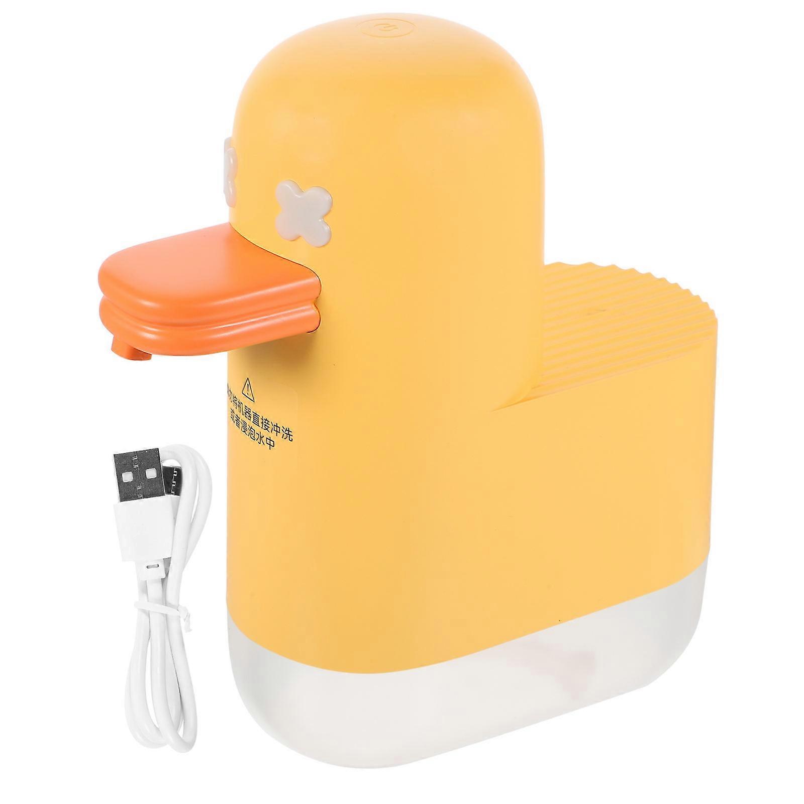 Soap Dispenser Automatic Touchless Soap Container Duck Shape Cartoon Style For Kitchen And Bathroom Light Yellow 1Set