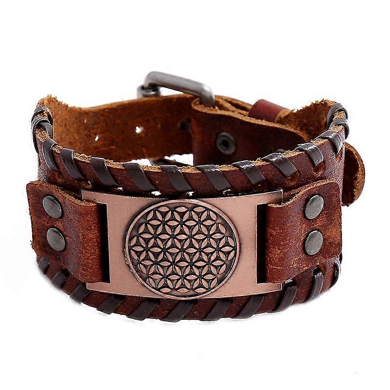 Energy geometric pattern edicow bracelet - Energy geometric pattern braided bracelets - Energy Geometric Patternmen's Cowhide Bracelet