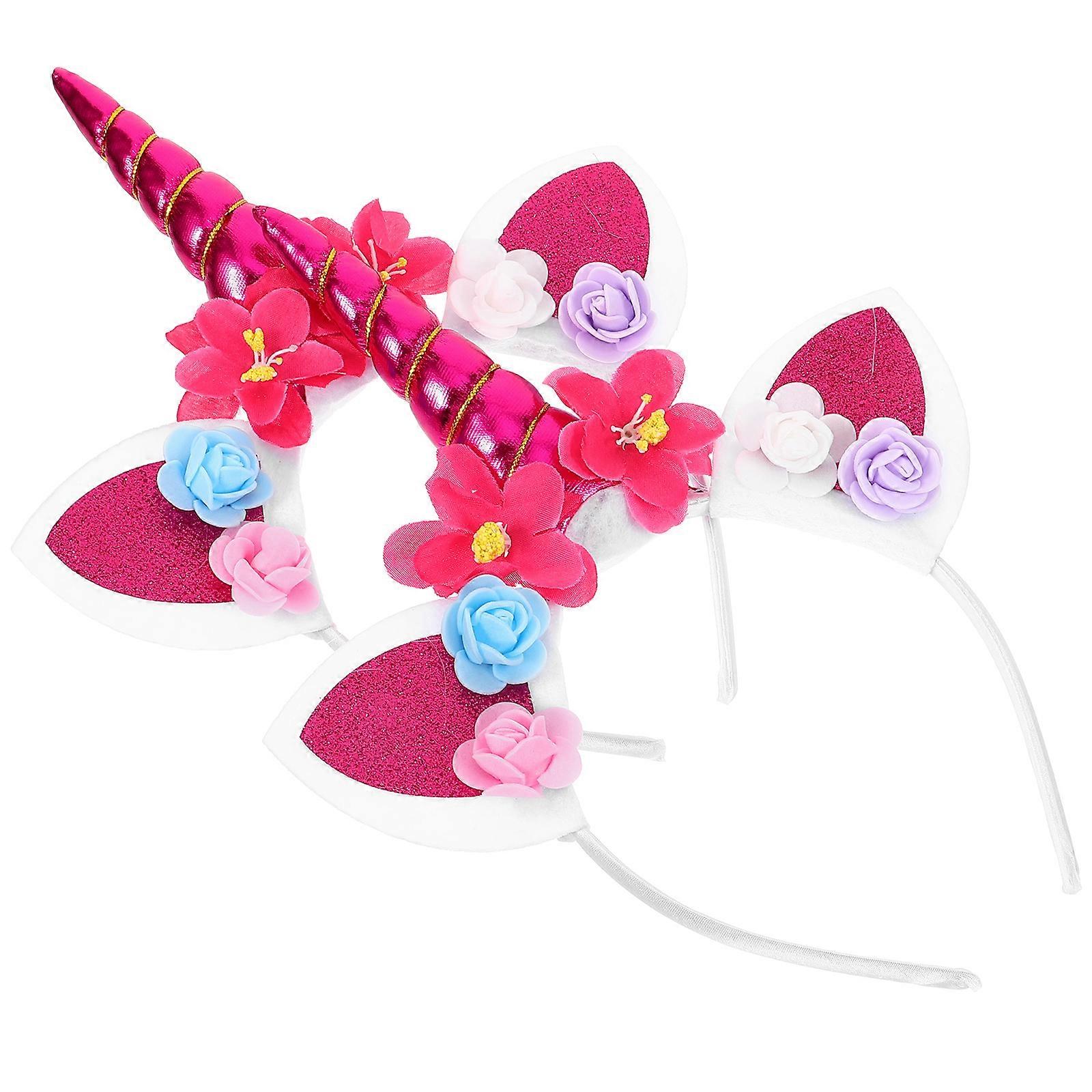 Handmade Red Unicorn Headband with Flower for Decoration Lightweight Comfortable and Strong Design Cloth Material