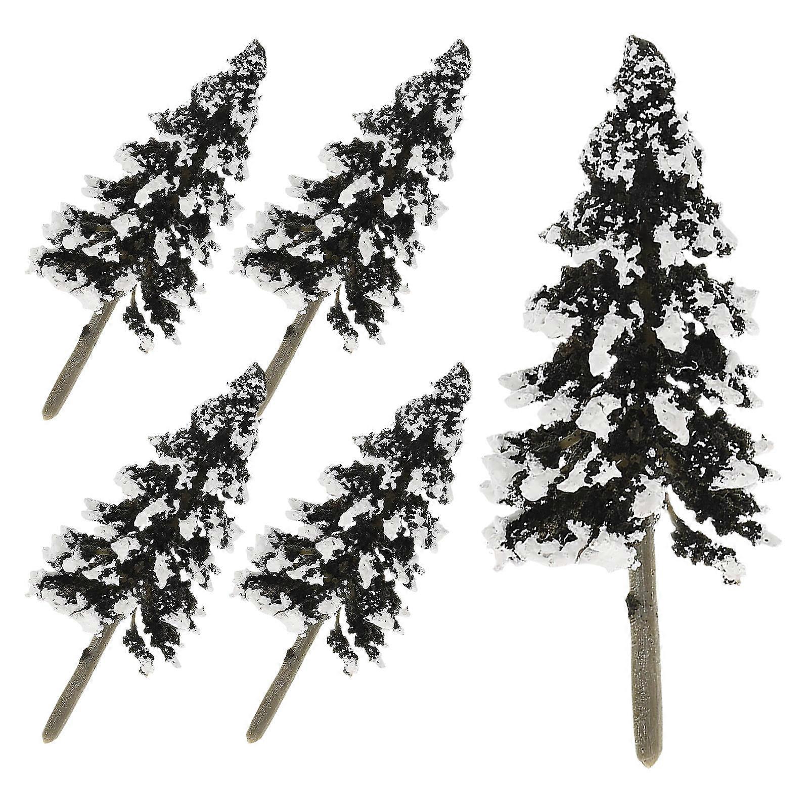 5pcs Miniature Scene Cedar Trees for Decoration Assorted Color Plastic Simulation Trees Small Size