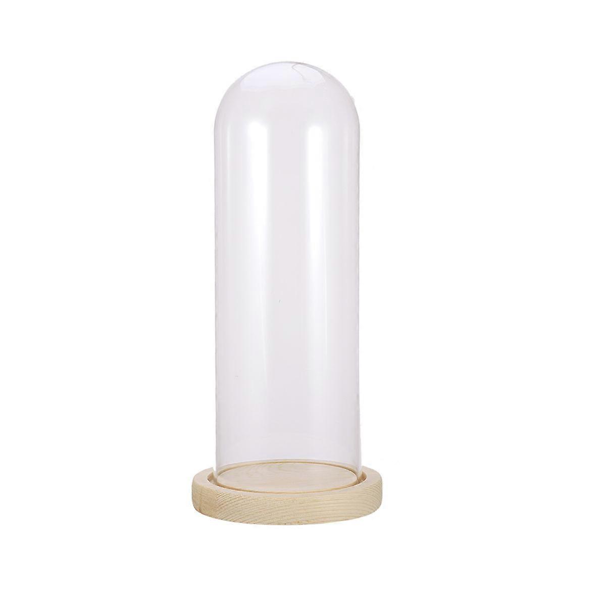 Wood Color Base Glass Cover for Dry Flower Ornaments and Handmade Crafts Suitable for Decoration Use