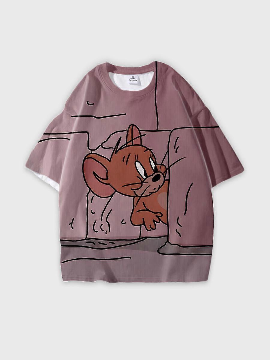 T-shirt round neck Cartoon Pattern loose short sleeve D2124