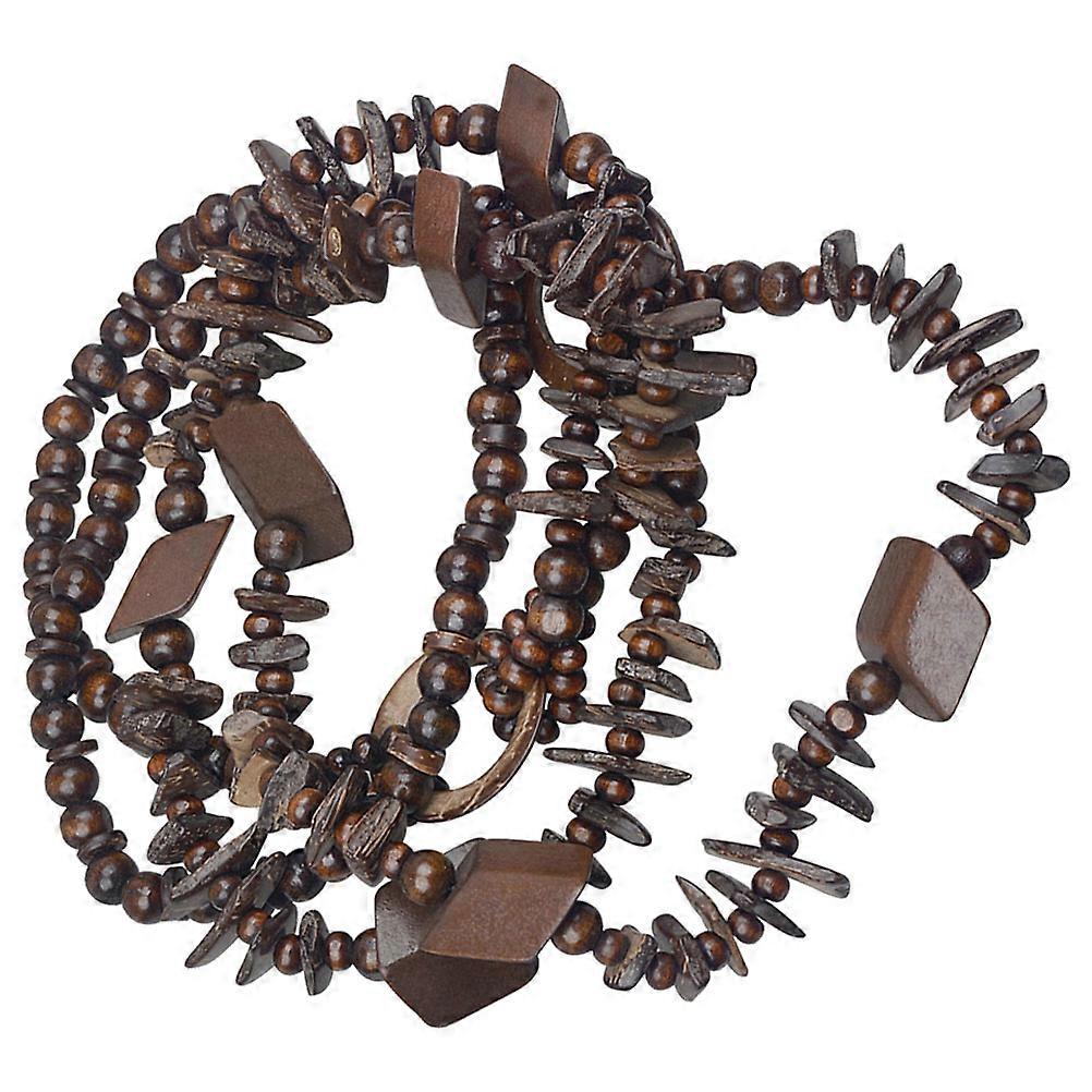 Retro Bohemian Style Necklace for Women Coconut Shell Layered Neck Chain Synthetic Material 7 Inch