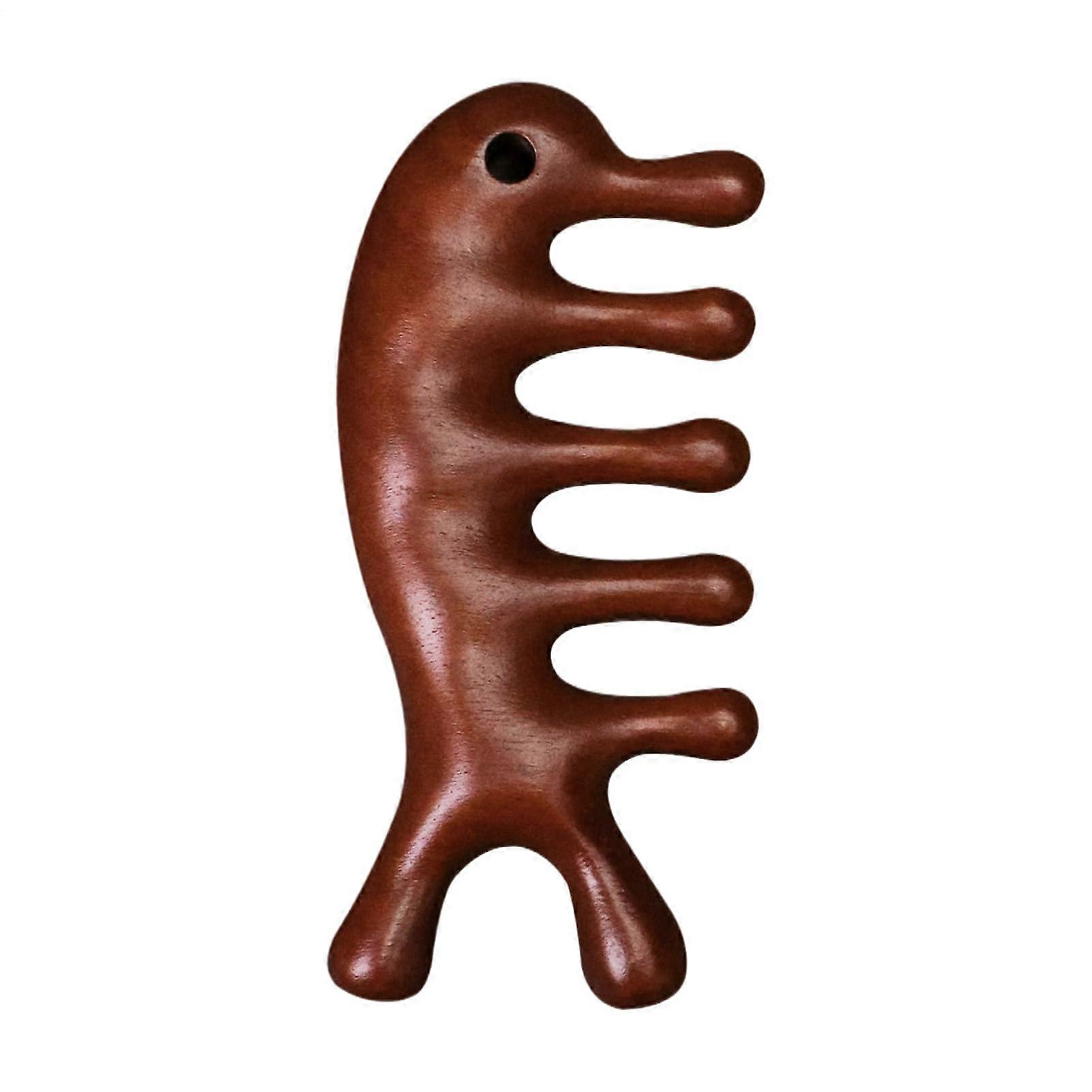 Wooden Scalp Massager Ergonomic Wooden Design 4-In-1 Facial Tool Dimensions 4.33 x 1.97 x 0.39 In