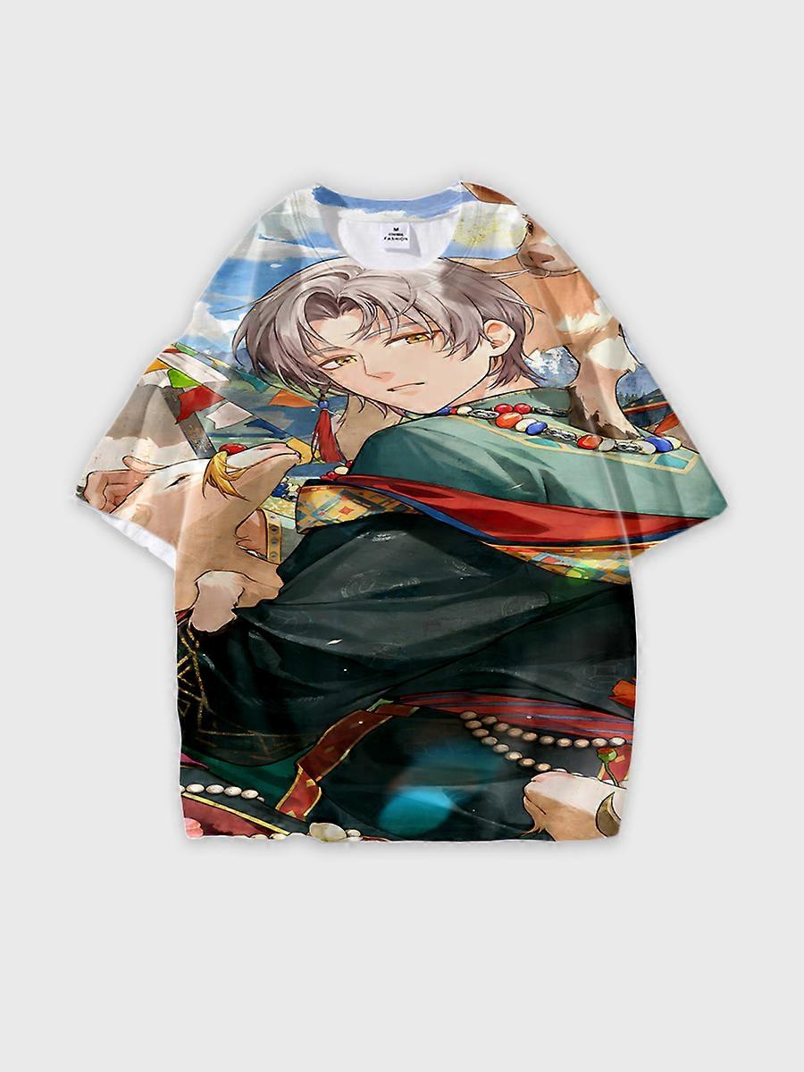 T-shirt round neck Role Pattern loose short sleeve E3745