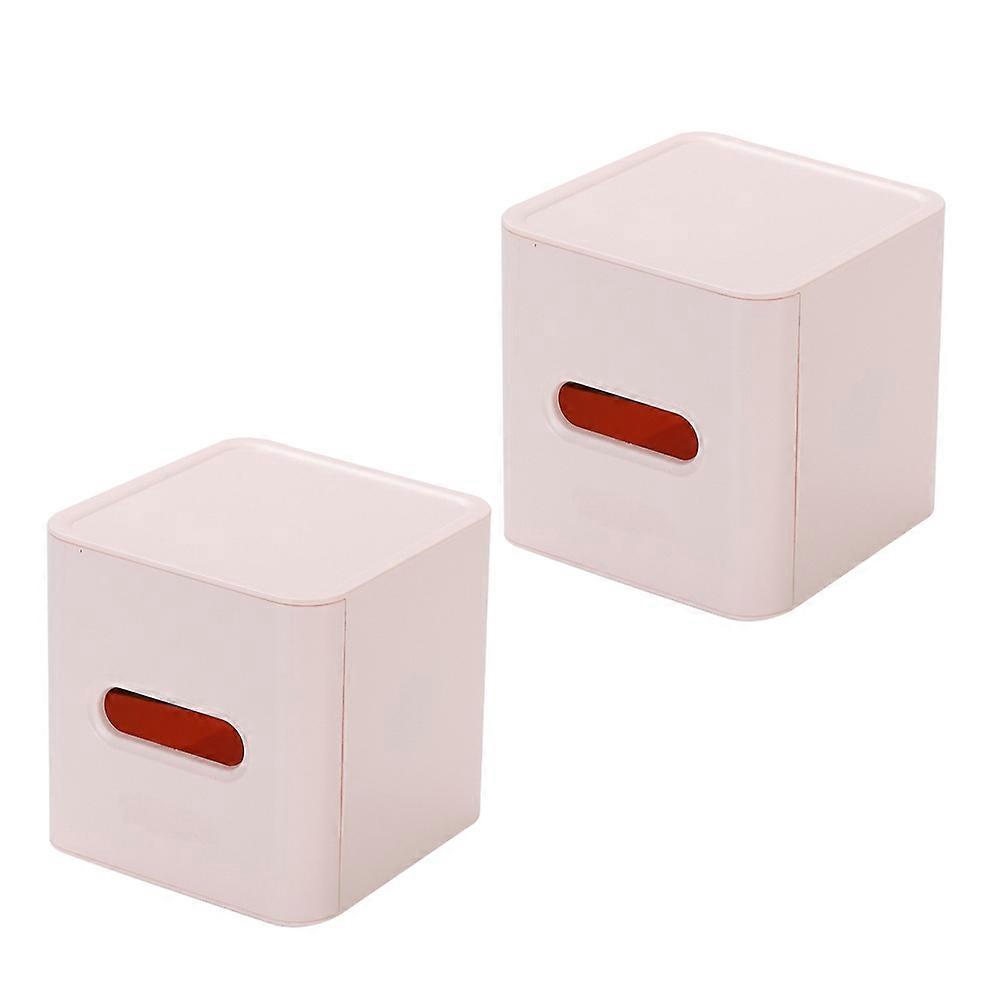 Tissue Storage Case 2Pcs Plastic Cube Box Cover Stylish Design For End Table Use