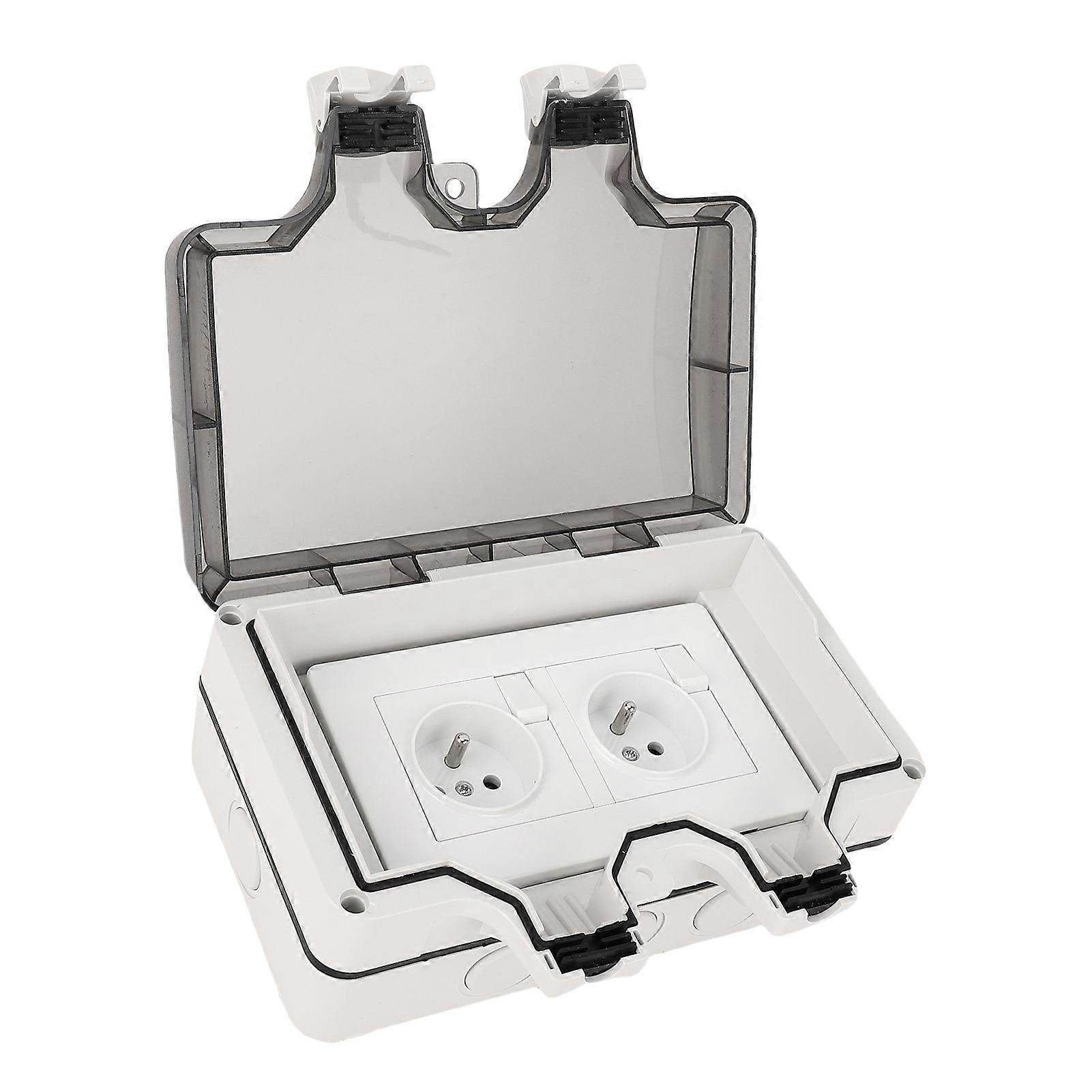 Outdoor Rainproof Socket French Standard Double Outlets with Switch Power Accessories 250V 16A
