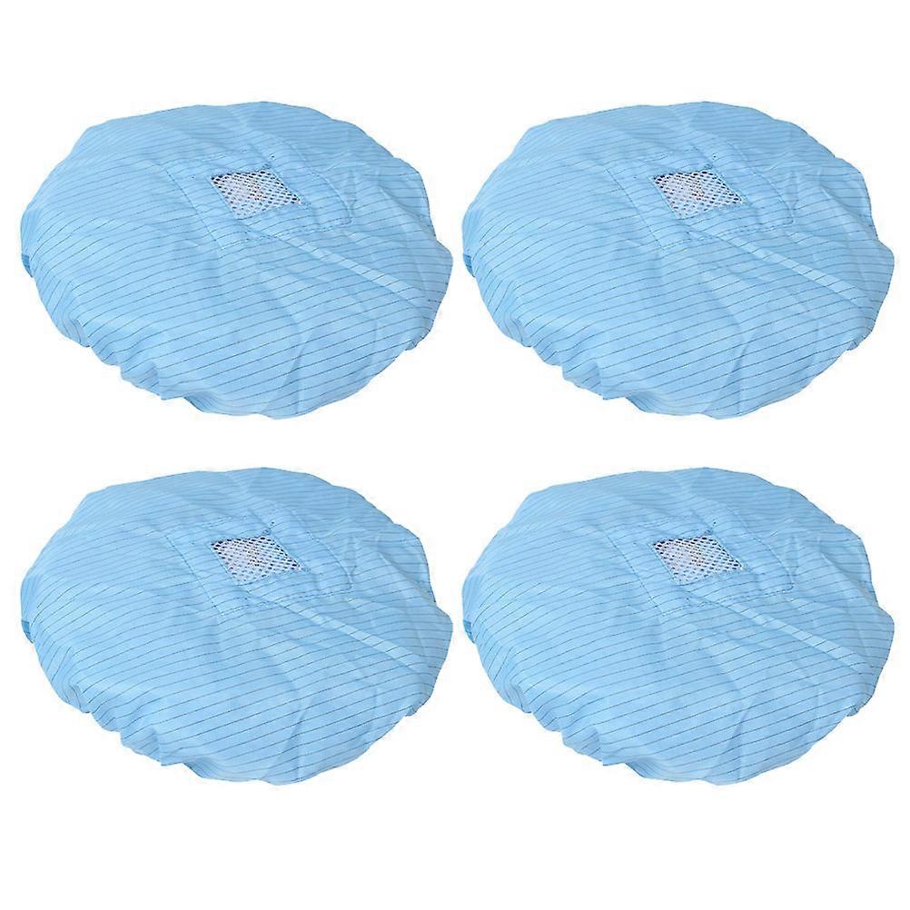 Round Anti-Static Working Hat Dust-Free Workshop Breathable Cap Blue 20x20x0.2cm 4Set