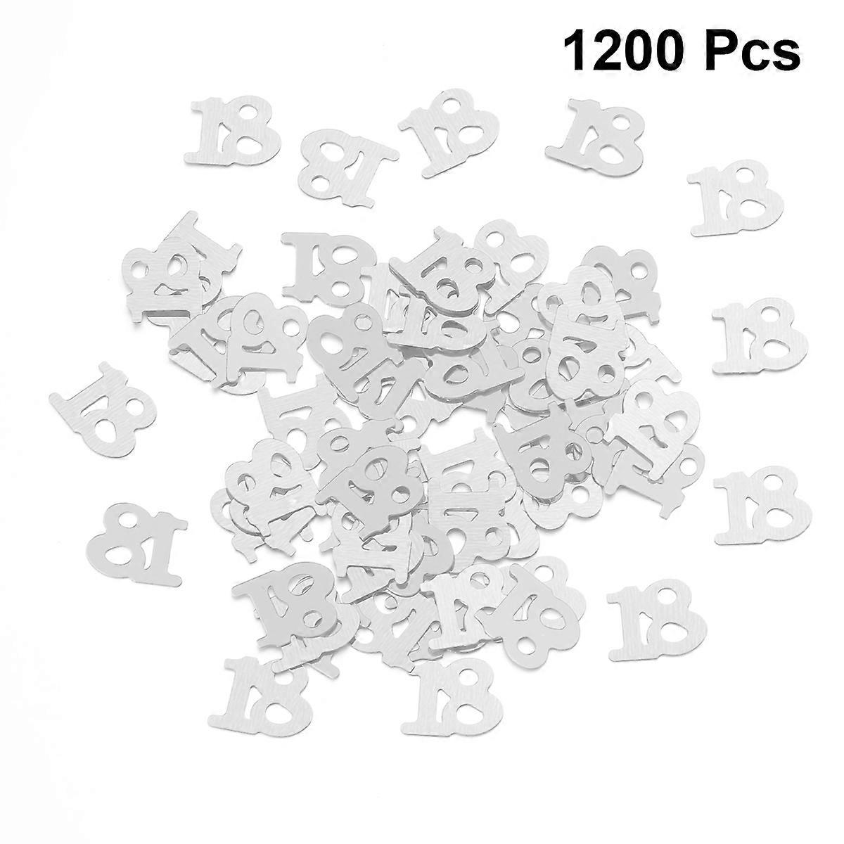 Number 18 Confetti for Party Decoration Made of Plastic in Silver Color 1200pcs