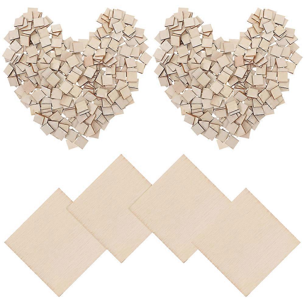 500pcs Unfinished Square Wood Blocks for DIY Crafts, Painting, Drawing, and Art Projects – Natural Raw Material Slices