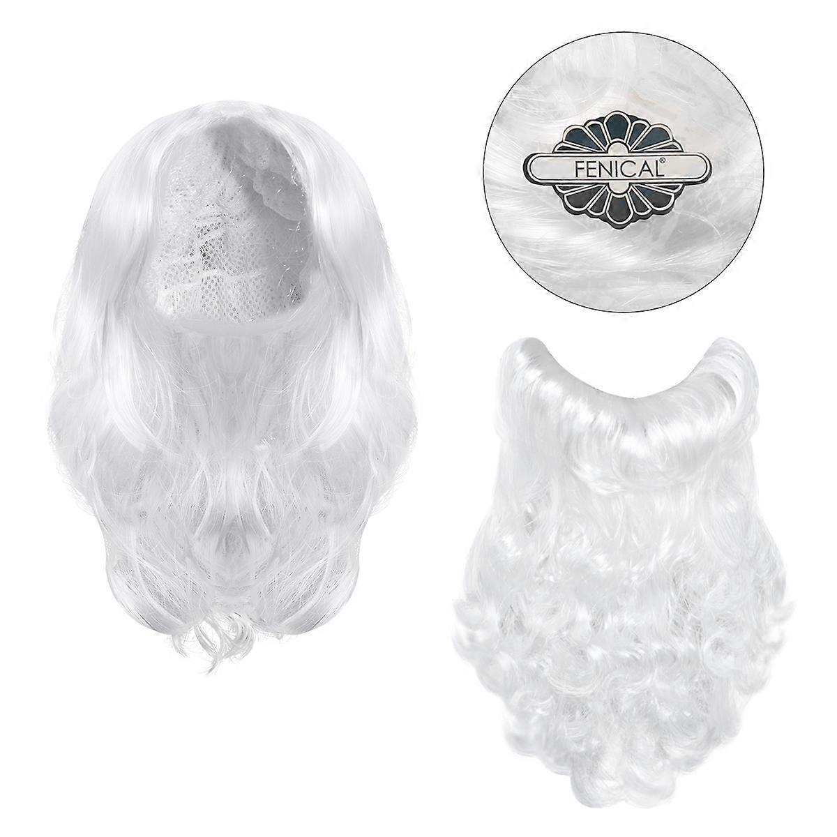 Santa Claus Beard And Wig Costume Accessory Ideal For Bachelor Party And Halloween Adults One Size Fits Most 2-Piece Set
