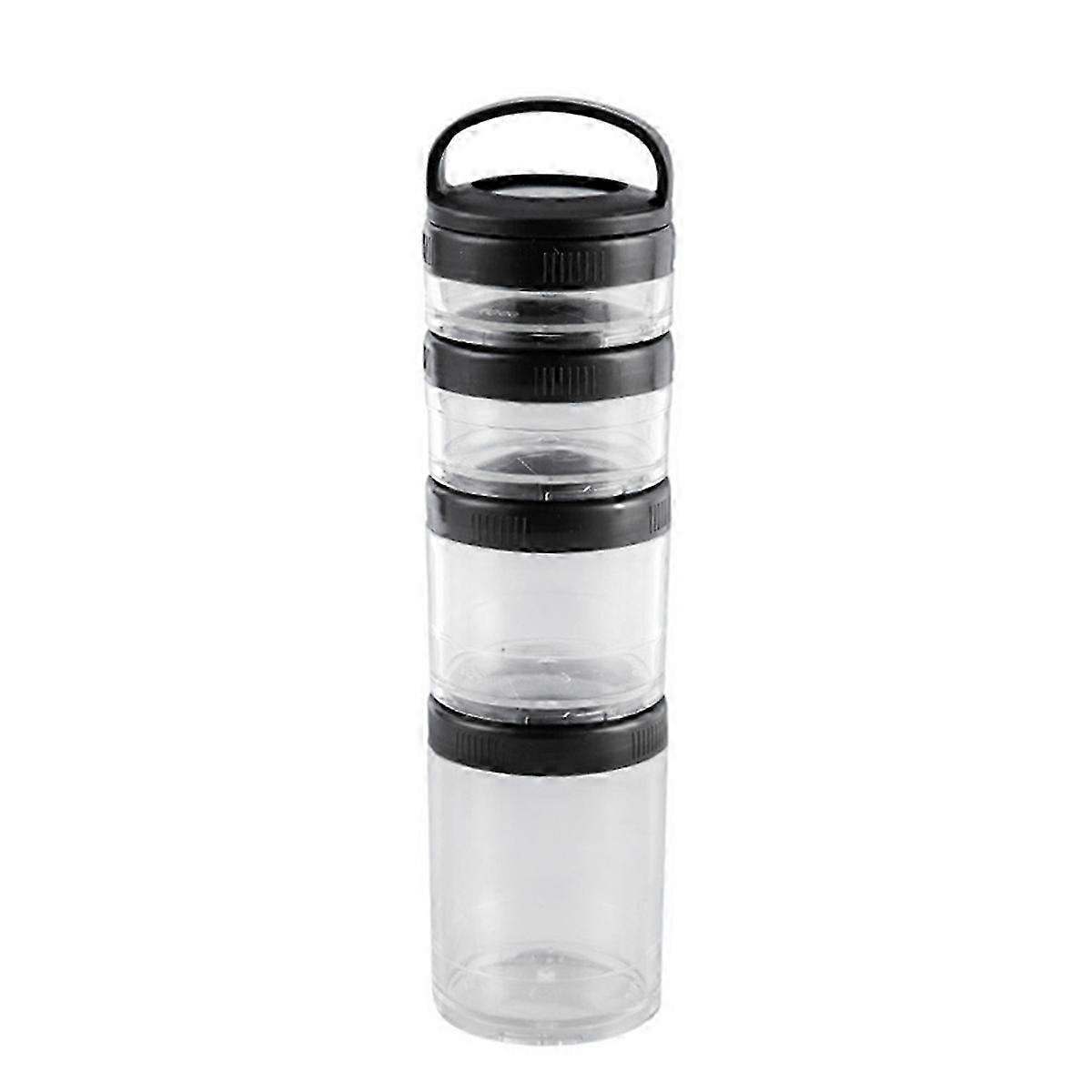 4 Stackable Snack Cups for School and Travel Transparent Black