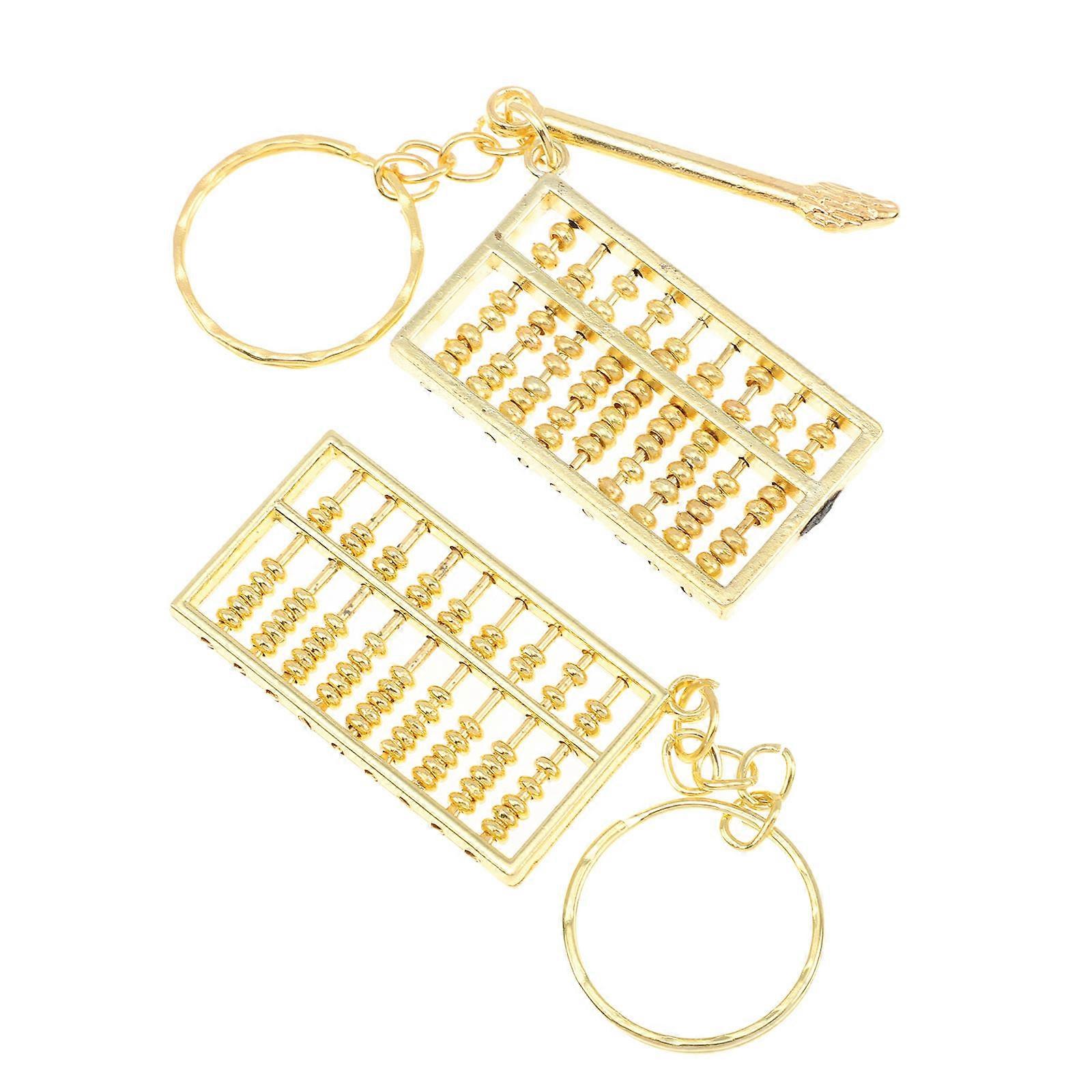 Golden Alloy Abacus Key Ring Pendant for Decor with Novel Design and Good Luster 2 Pieces