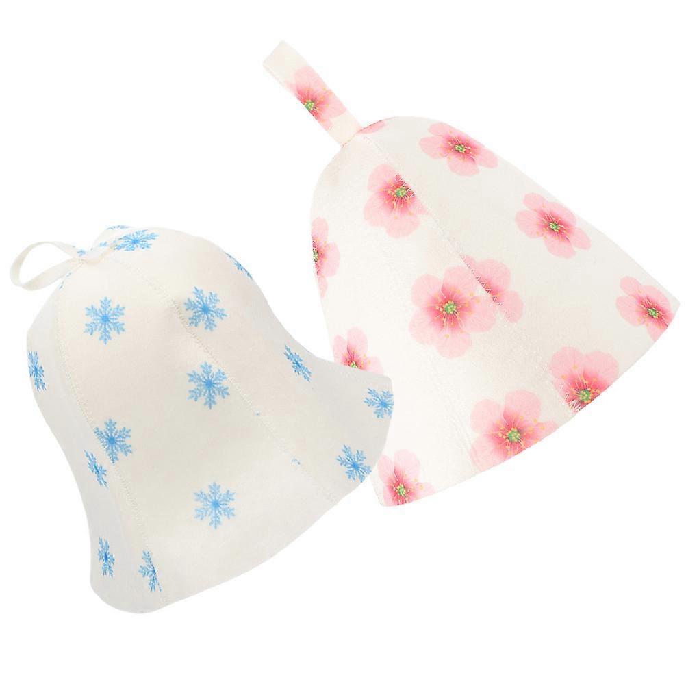 2Pcs Soft Felt Sauna Hats for Women Bath Hats Assorted Color Simple Design Protect Hair