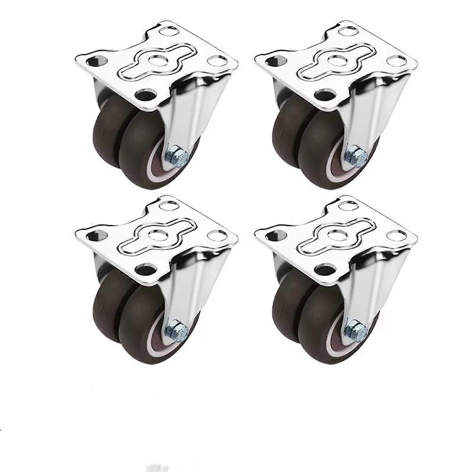 1.5 Inch Performance Soft Rubber Steering Furniture Castors with Brake, Set of 4