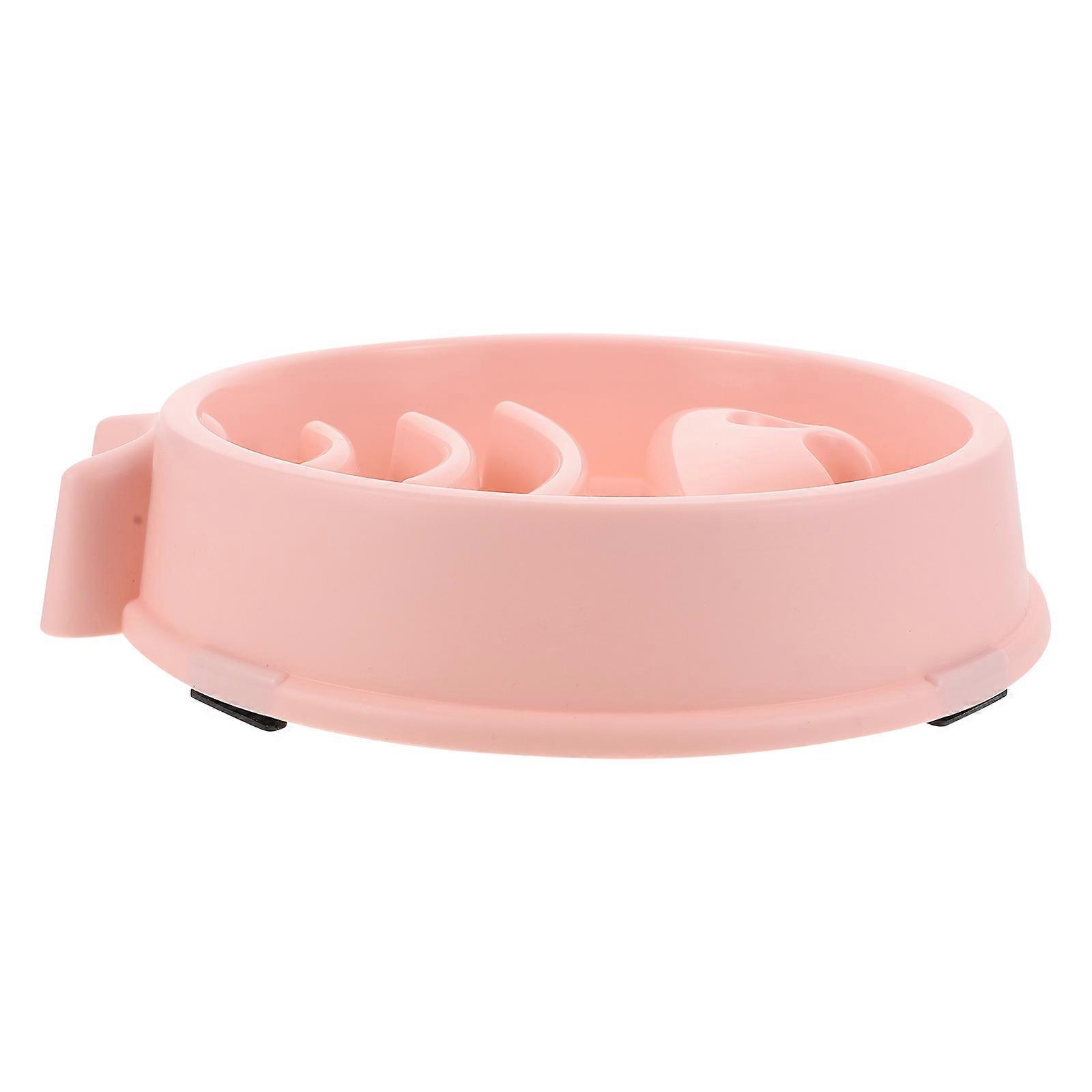 Pet Slow Feeding Bowl Dog Cat Mealtime Pink Wear Resistant Training Design 1Pc