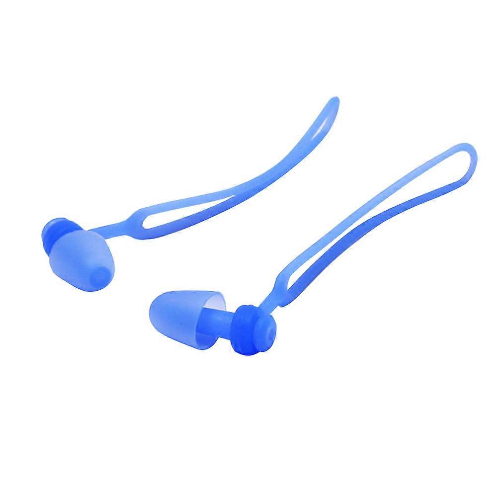 Swimming Ear Plugs with Cord for Men and Women – Ergonomic Soft Silicone Mushroom Design for Comfortable Fit, Water and Noise Protection, Blue, for