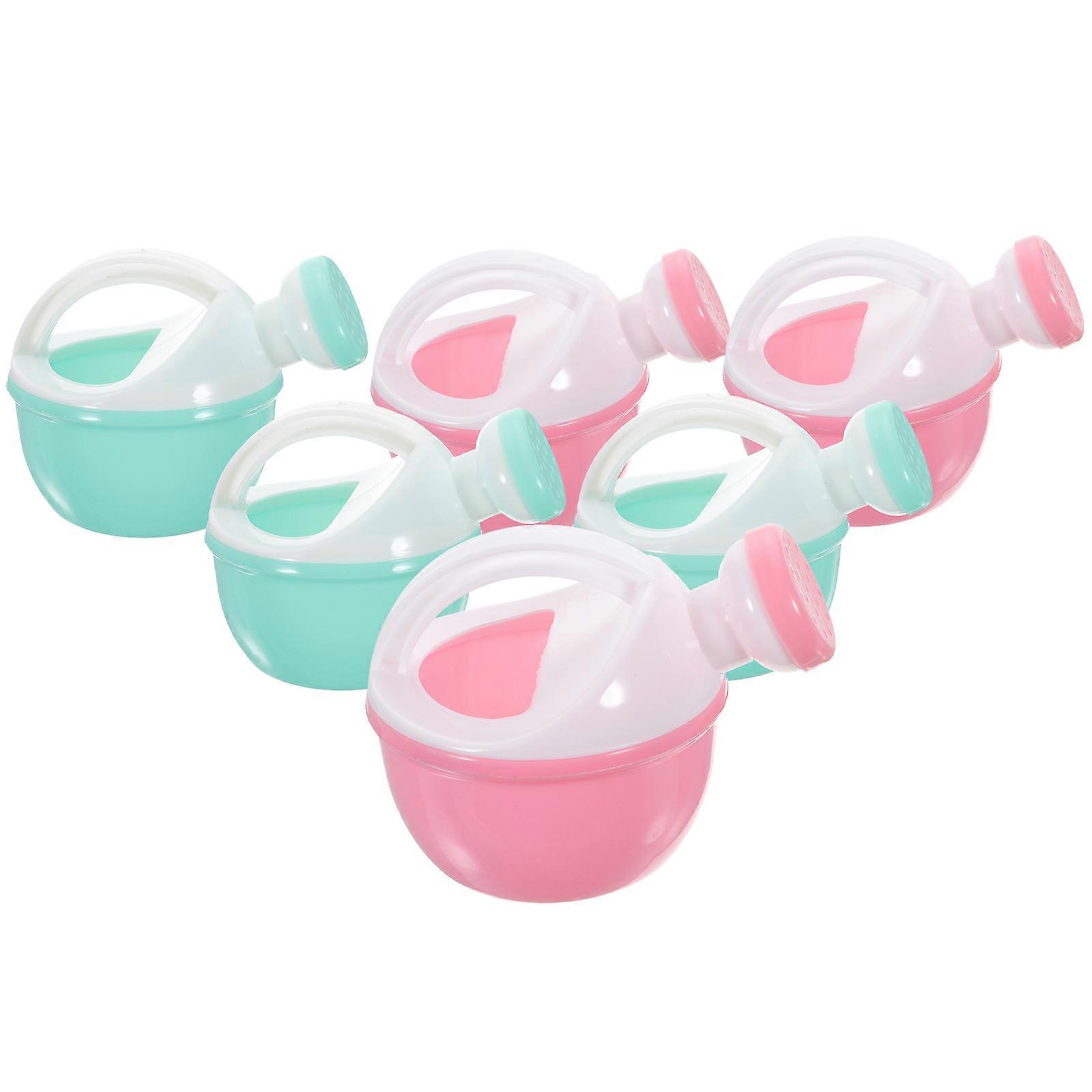 6pcs Plastic Watering Can Set Compact Handheld Design for Bath, Beach & Shower Use Bright Color Assortment for Kids