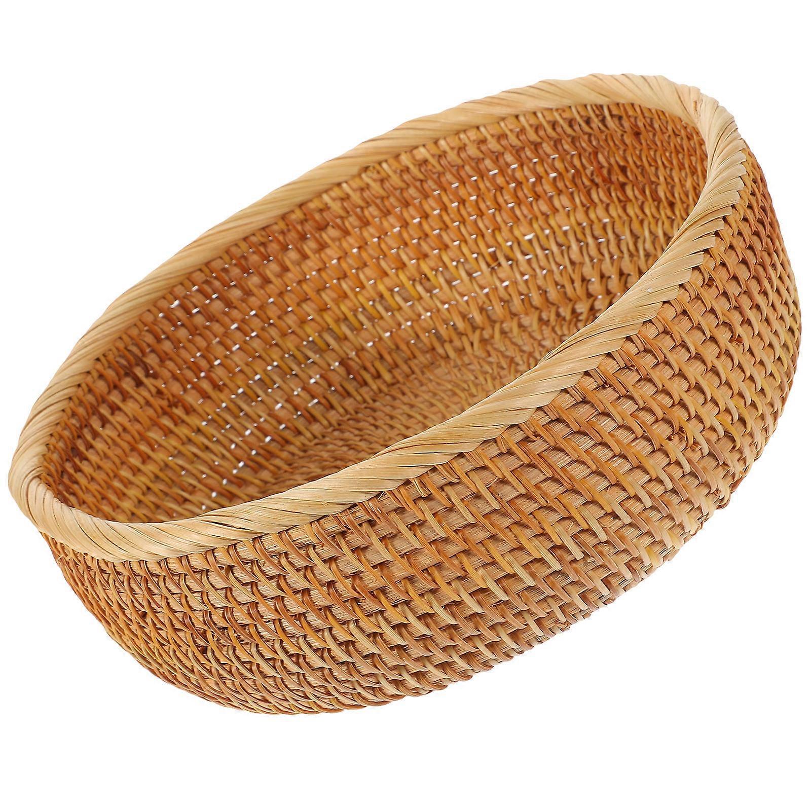 Rattan Woven Storage Bread Sundries Basket 1 Set Rustic Container