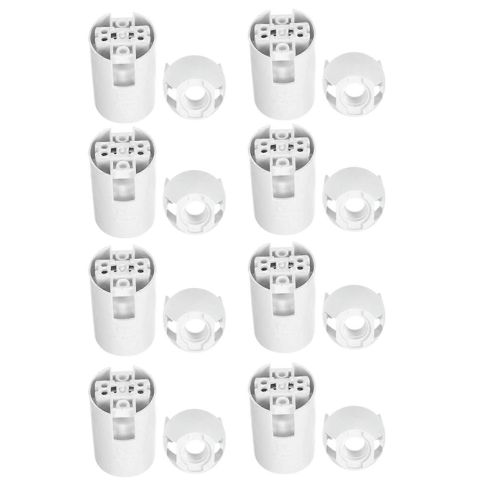 8Pcs E14 Socket Lamp Holders for Home Use White Plastic Accessories  Creative Design