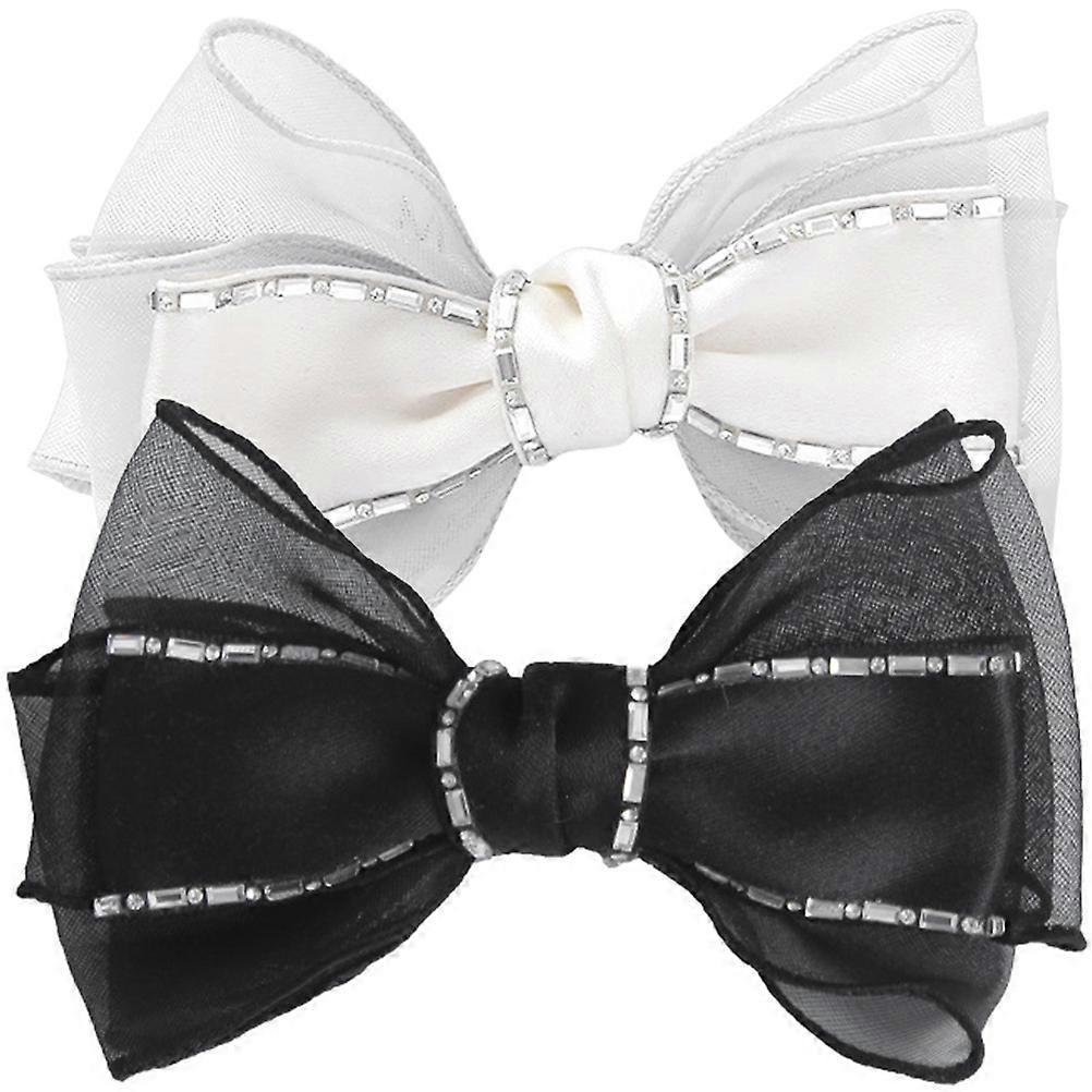 a polished and professional product description based on your input:
**2PCS Rhinestone Bow Hair Clips for Women – Stylish Bowknot Barrettes for