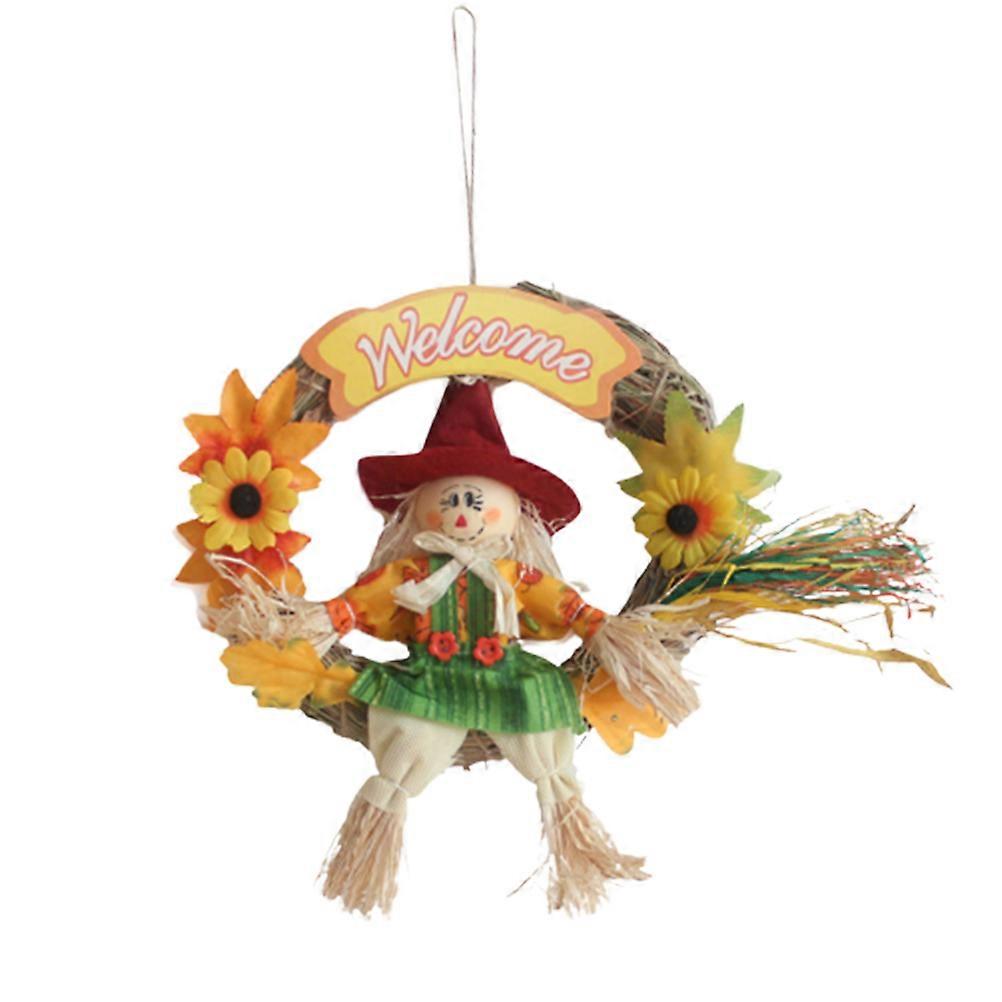 Hanging Scarecrow 2Pcs Round Decoration For Party Festivities Halloween Thanksgiving Events Assorted Color