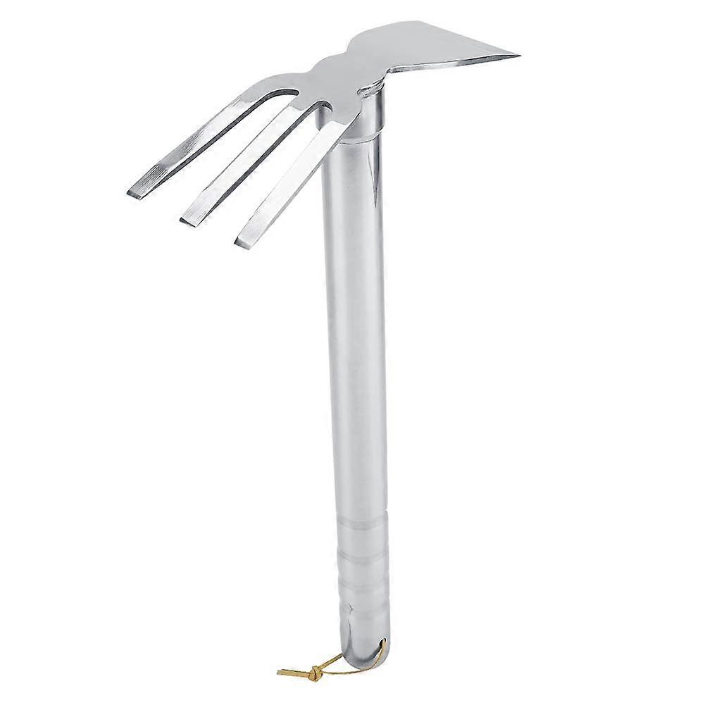 Hoe Garden Tool - 2 in 1 Double Hoe Rake for Flowers and Vegetables, Mini Cultivator with Three Tooth Rake, Outdoor Garden Tool