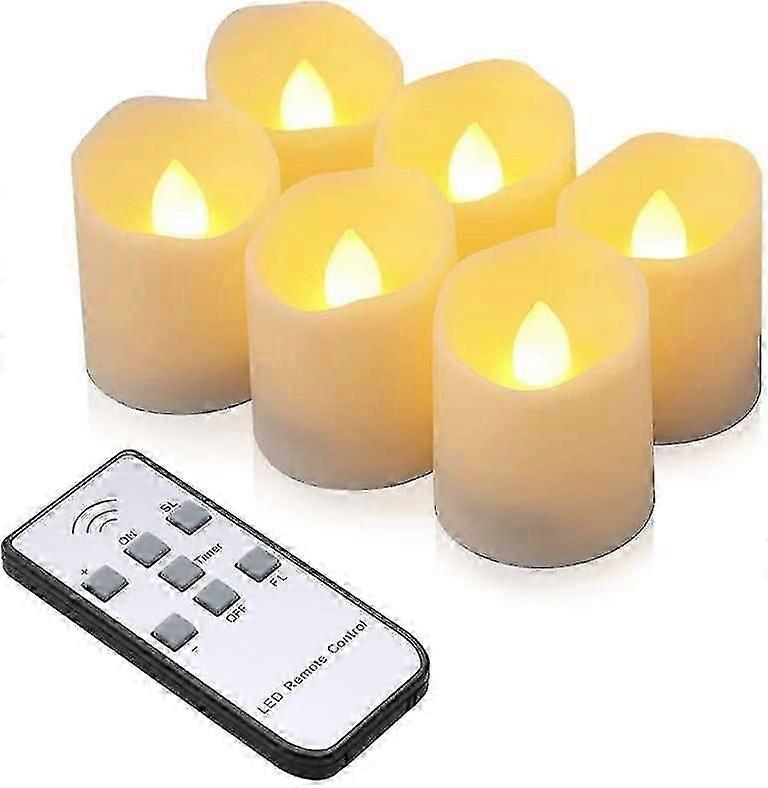 Led Candles 6 Flameless Tealight Candles With Remote Control, Timer Function, Dimmer, Electric Candle For Christmas, Party, Birthday