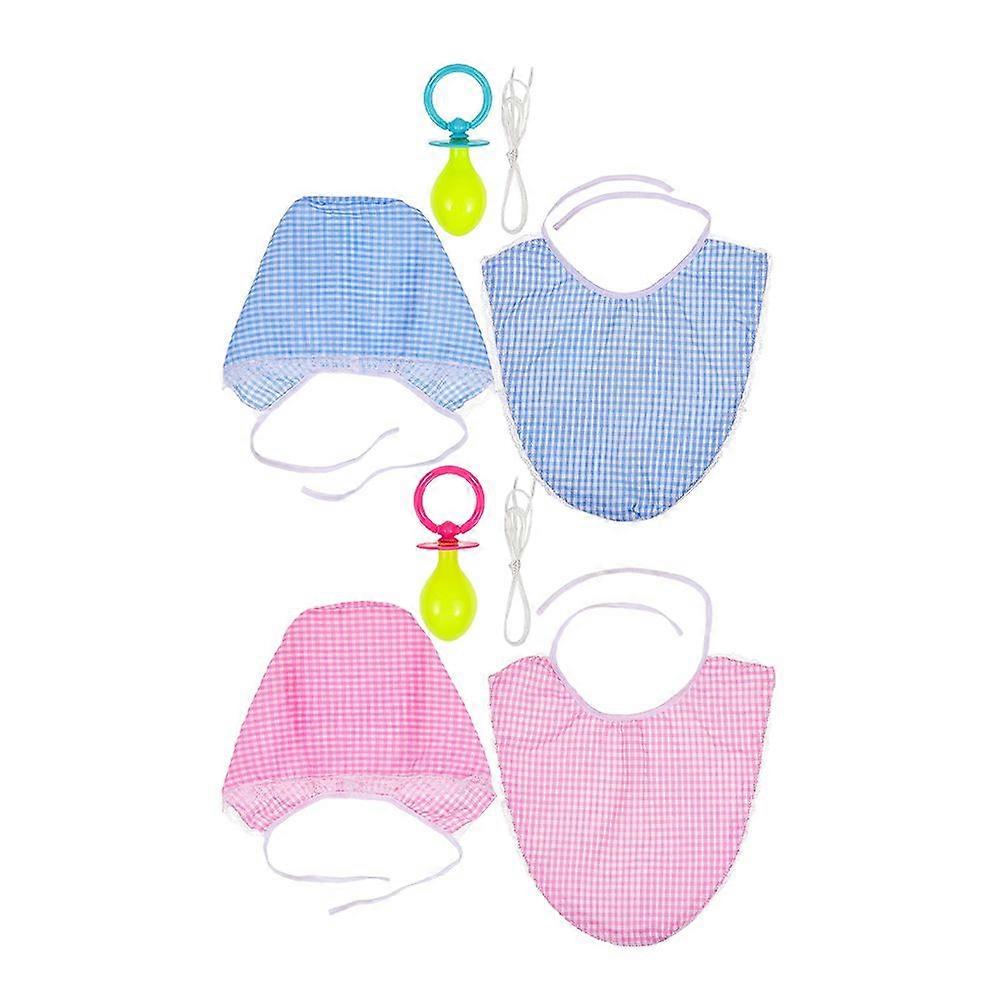 2 sets of Funny Adults Cosplay Baby Pacifier Bib Hat Set Party Funny Props Cosplay Accessories Party Cosplay Baby Bib Set