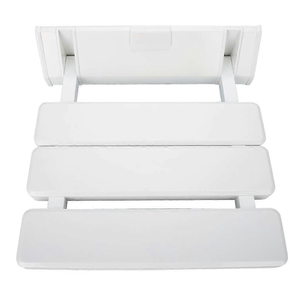 Folding Shower Seat White Wall Mounted Stool, Space Saving Seat for Disabled Elderly, Max 130kg