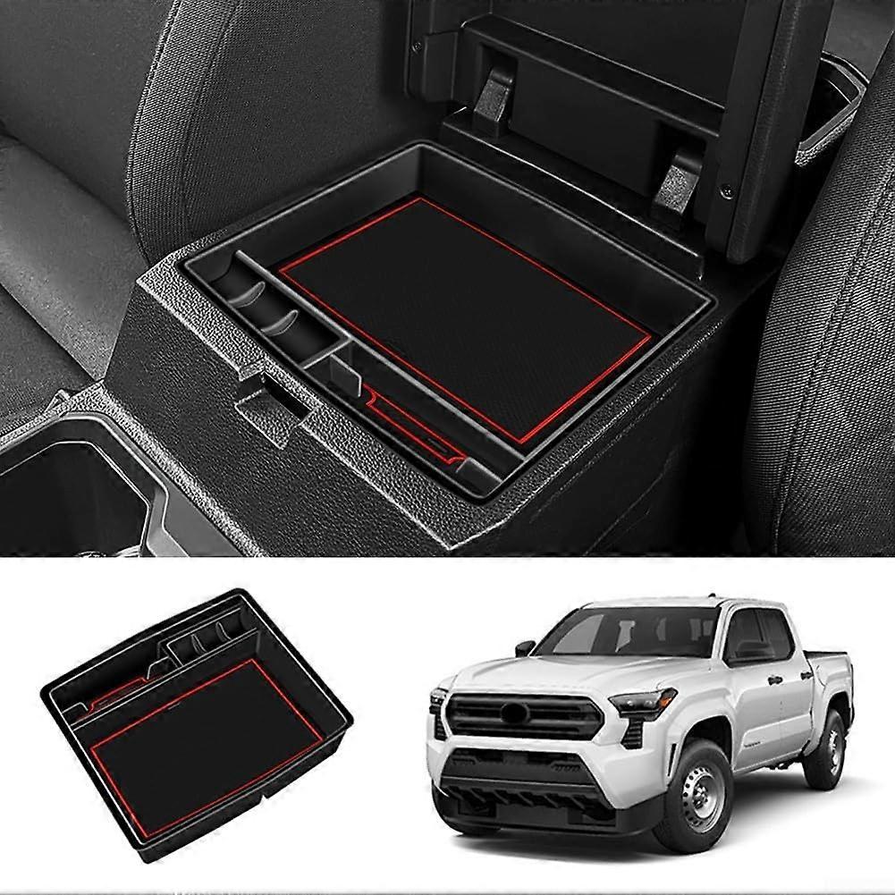 Armrest Storage Box for Tacoma 2024 - Red Cushion, Direct Replacement for Armrest, Compatible and Durable