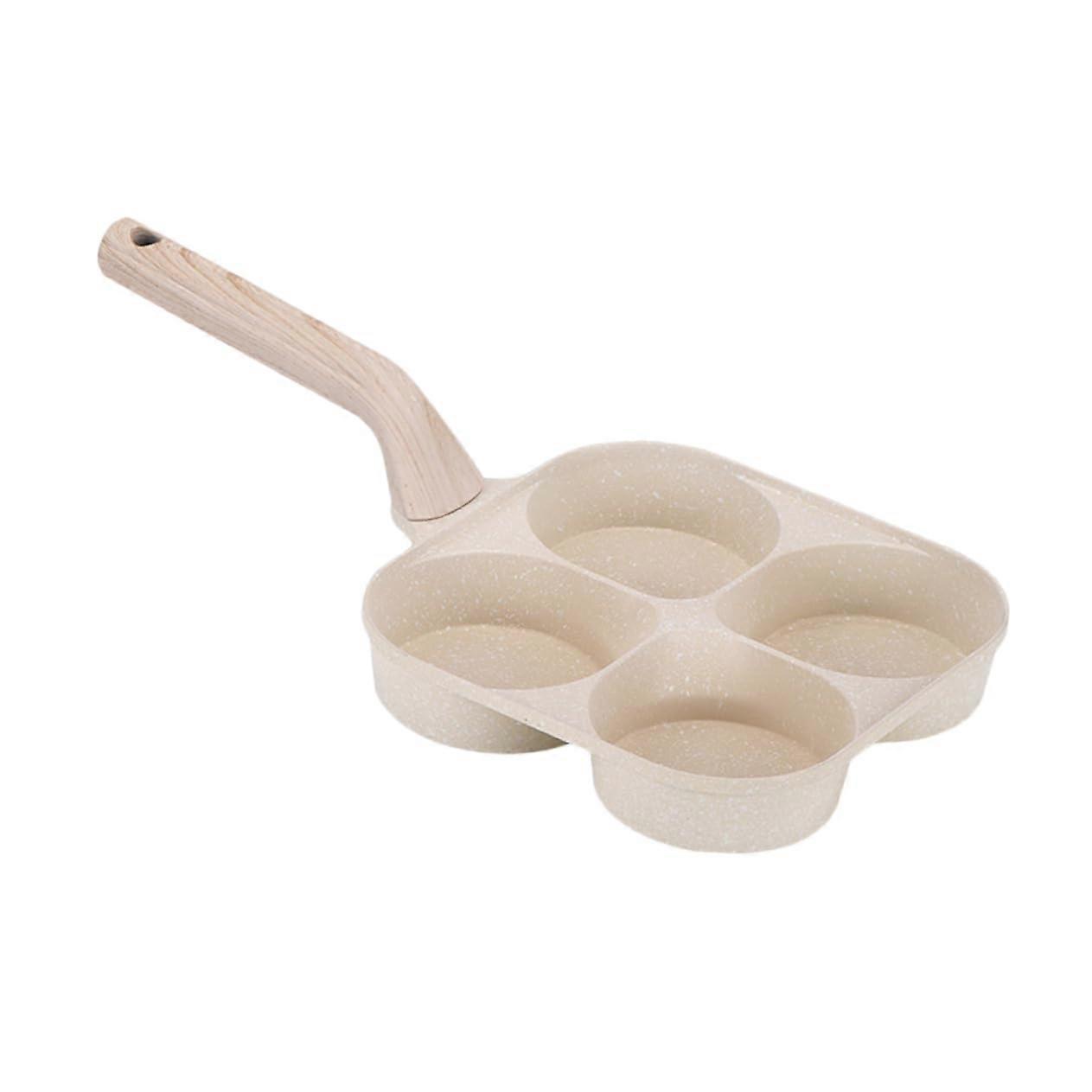 Nonstick Egg Frying Pan Beige Omelette Pan With Cups For Egg Molds, Breakfast Tool, Easy To Clean