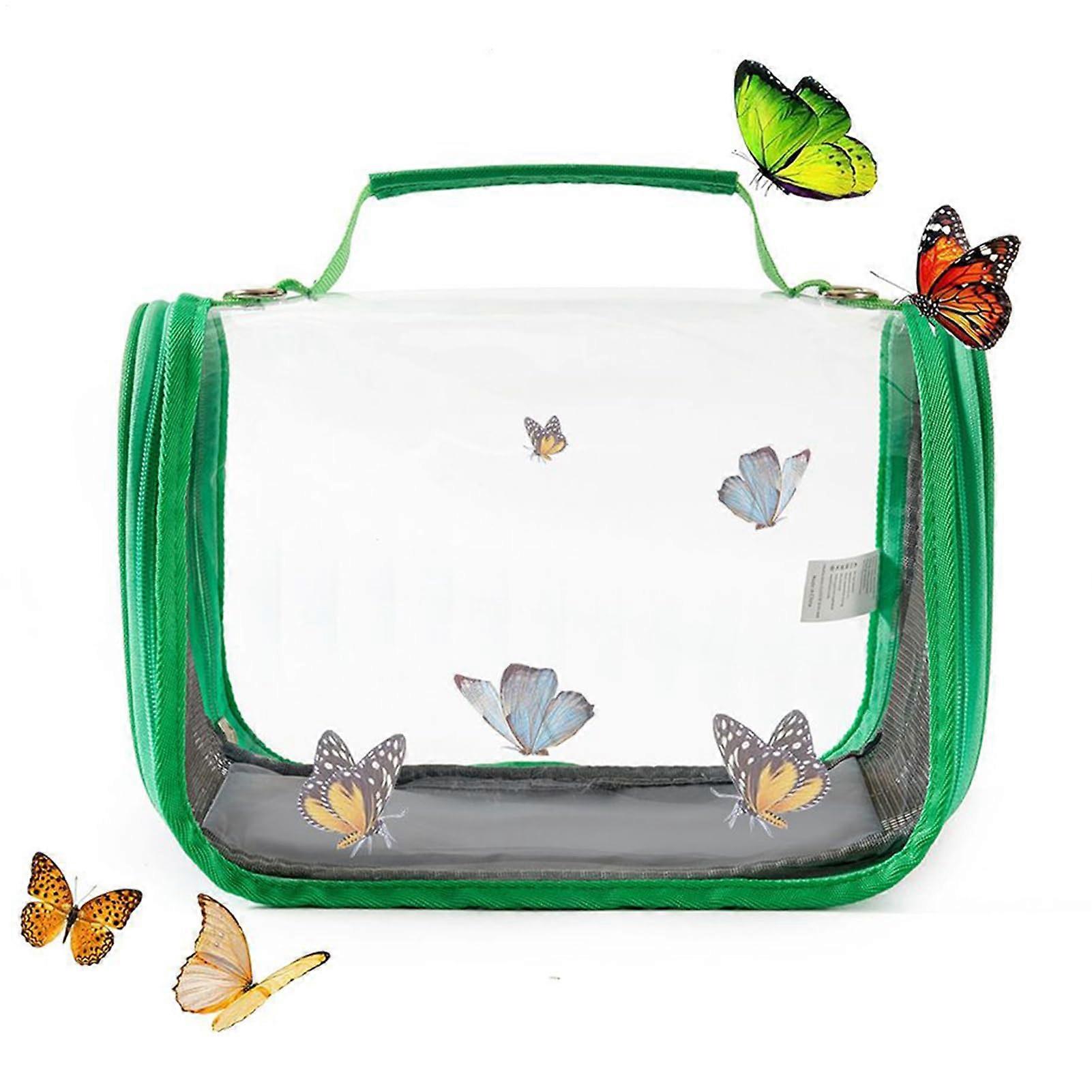 Net Butterfly Cage Foldable Mesh Terrarium Transparent Caterpillar Growing Container With Zipper Access 10.24x7.48x7.68 Inches