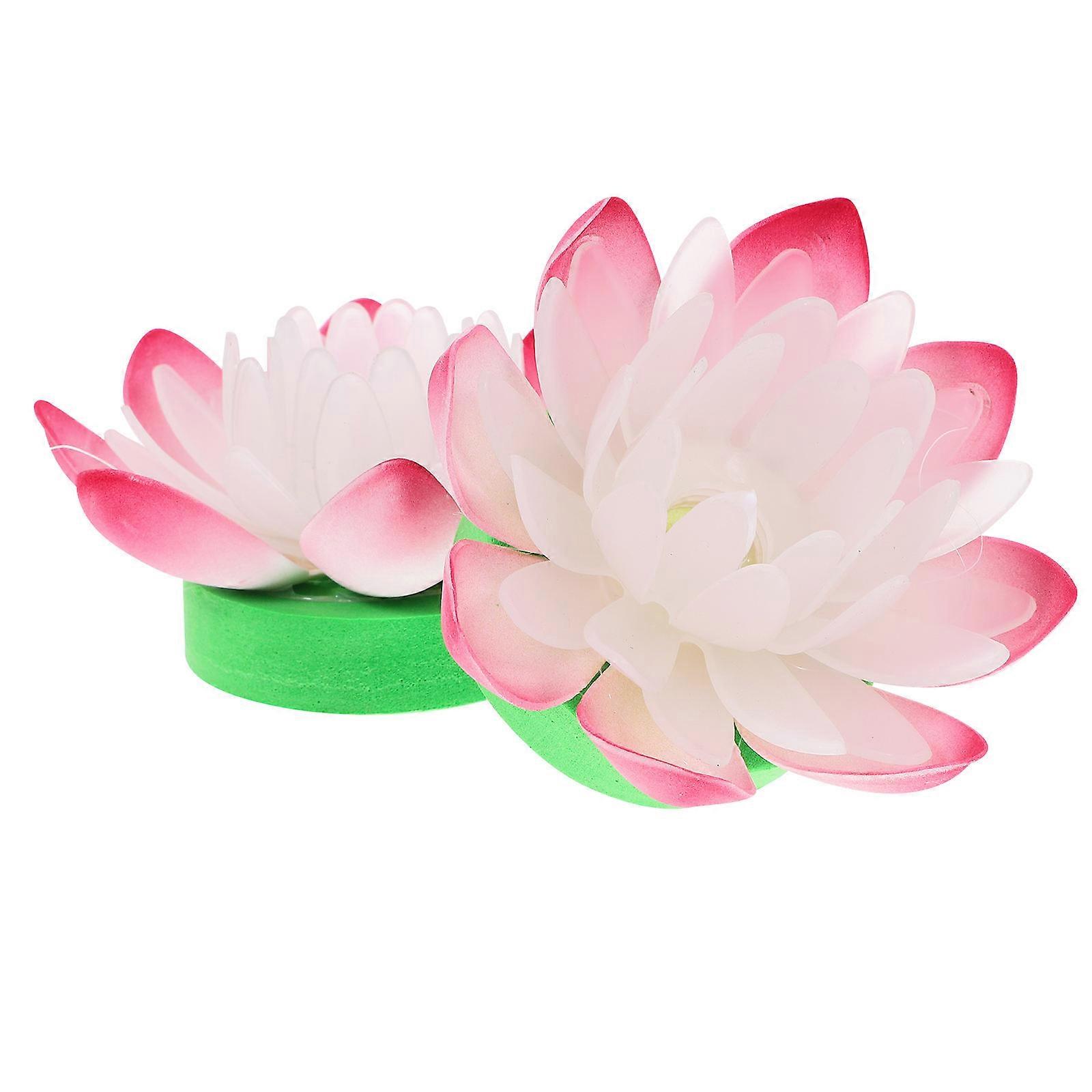 LED Lotus Lamp Tranquility Enhancement for Stage Performances Red Plastic Light 2Pack