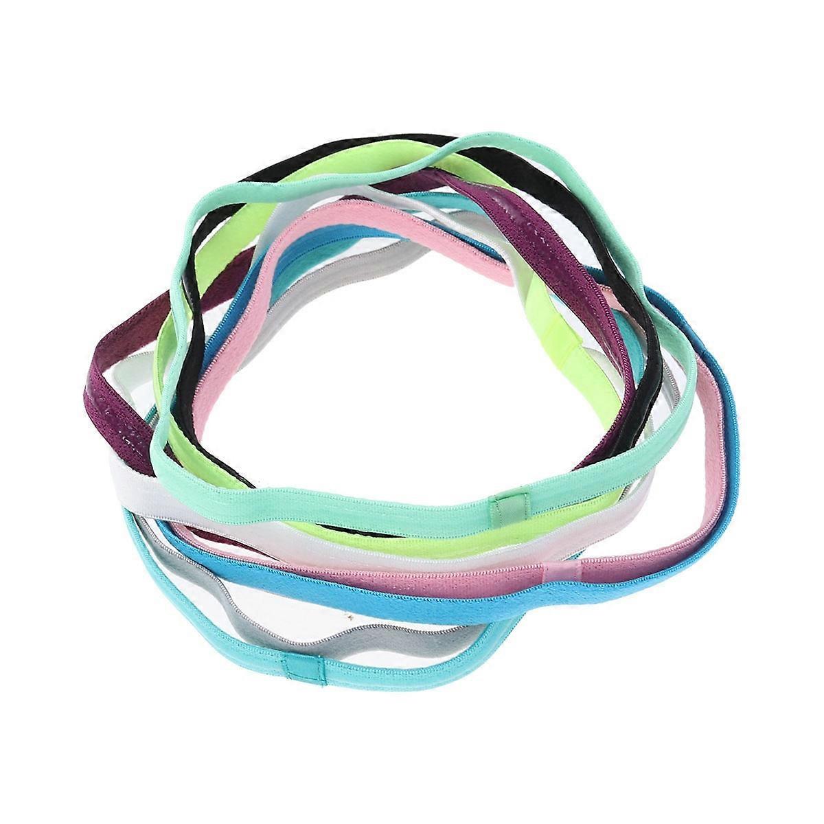 Assorted Color Soft Elastic Headbands for Sports with Silicone Grip 9pcs Cloth Package