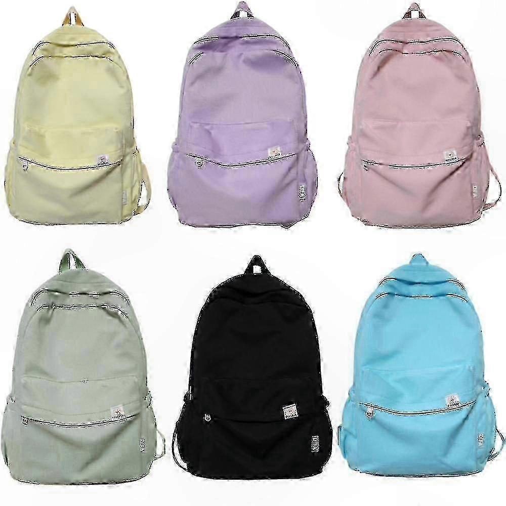 حقيبة ظهر نايلون مقاومة للماء للنساء والفتيات المراهقات - حقيبة سفر ومدرسة بلون خالص حقيبة كتب Mochila