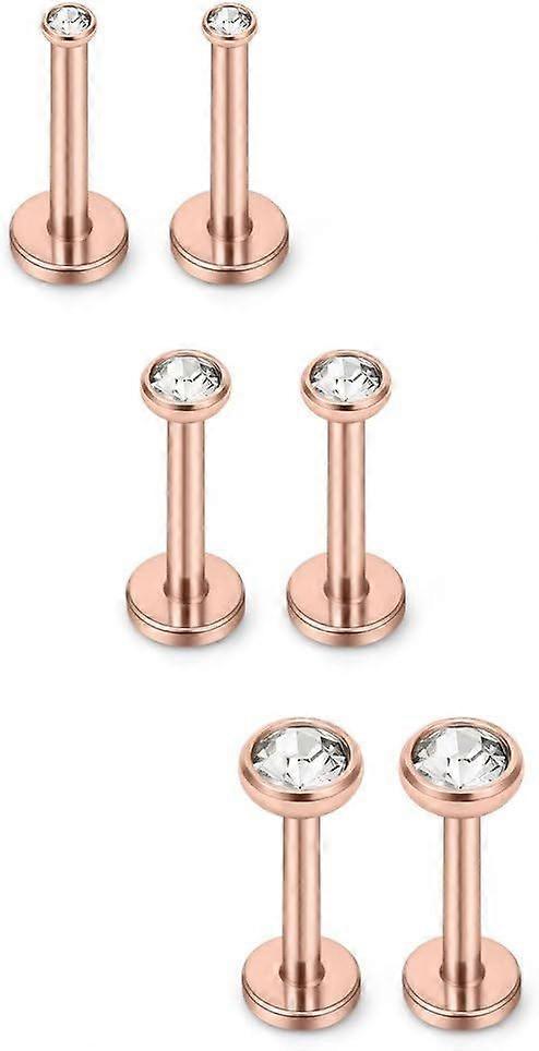2-4mm Round Clear Gem Internally Threaded Labret Monroe Lip Ring Tragus Nail
