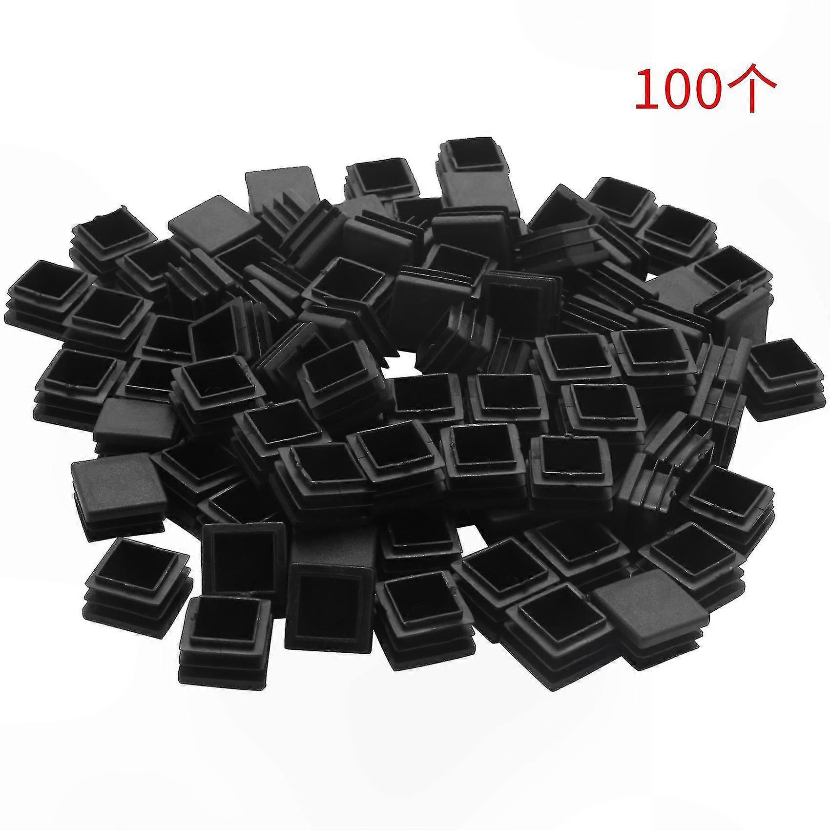 Black Plastic End Caps for 20mm Square Tubes, 100 Pack