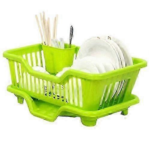 Over Sink Dish Drying Rack With Drainboard Green