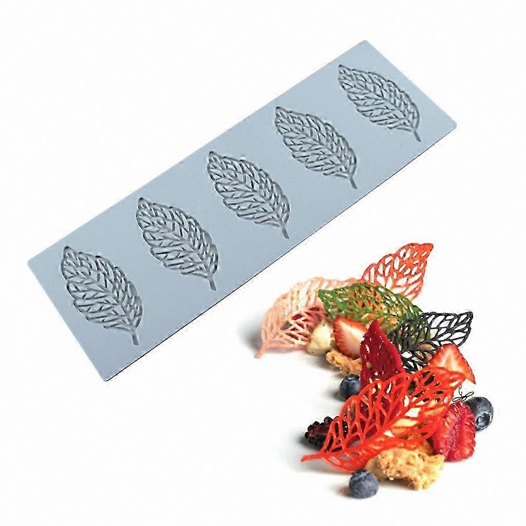 Silicone Leaf Molds for Cake Decorating - 5-Piece DIY Chocolate & Baking Tool Set