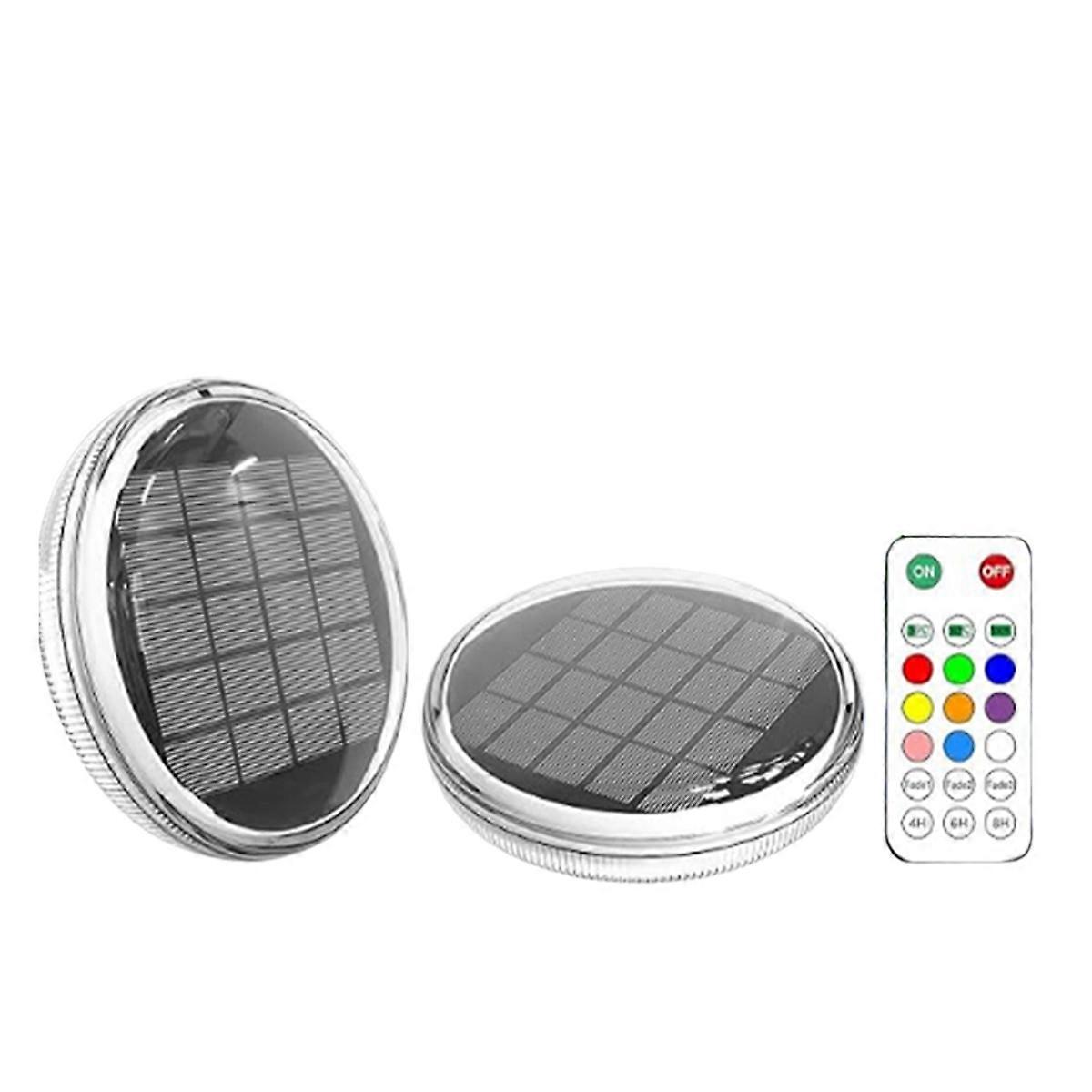 2 Pack Solar Waterproof Rechargeable Floating Pool Lights with Remote Control, for Inground Pool, Bathroom, Bathtub
