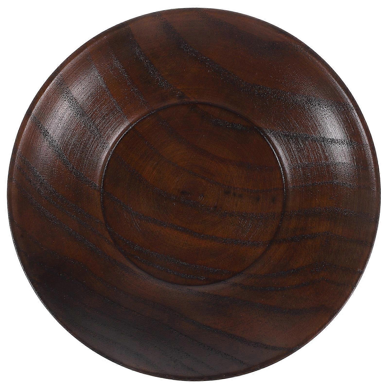 Round Wood Dipping Plate for Home Use Brown Small Size 4.7 Inches