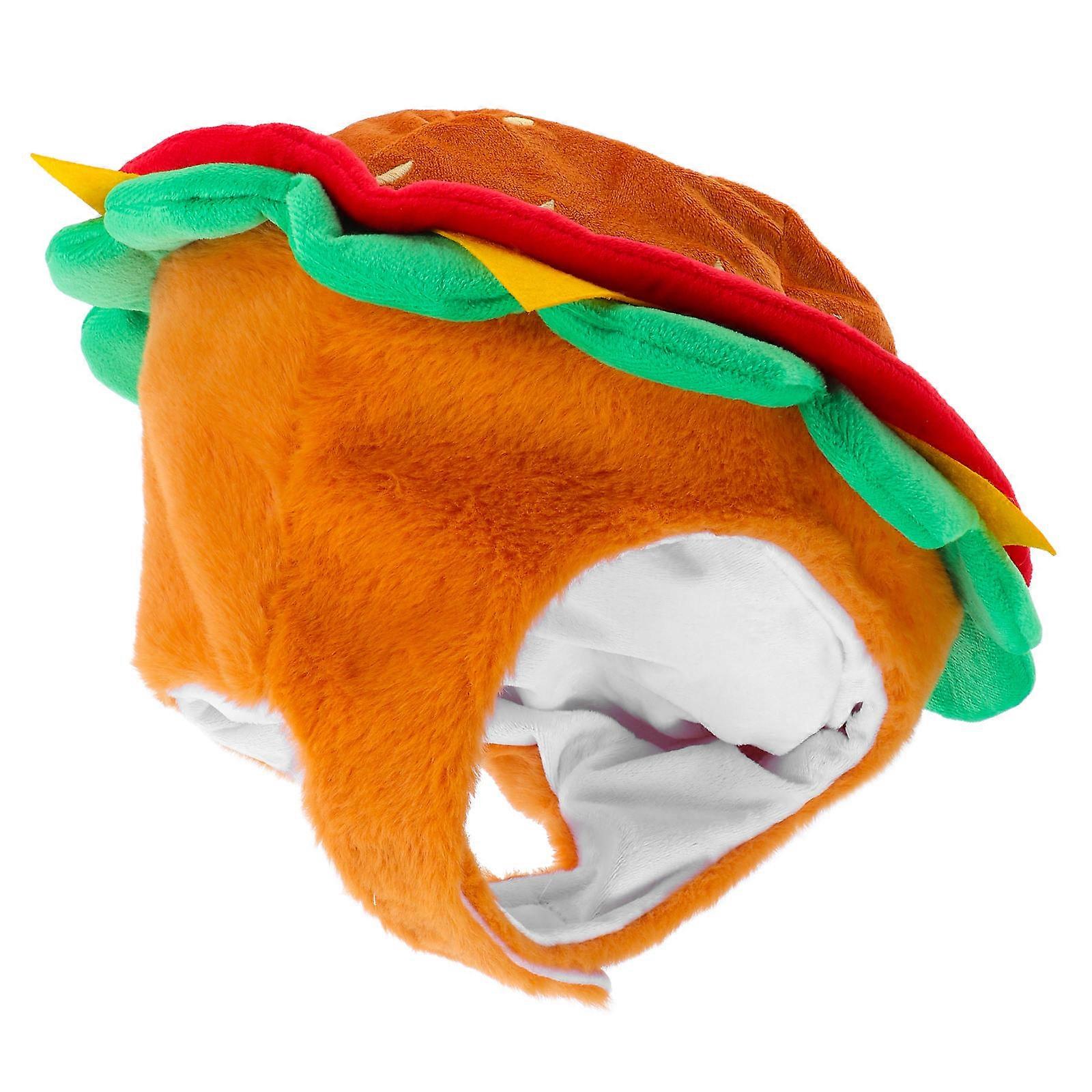 Festive Hamburger Hat for Carnival Parties Made of Plush and PP Cotton Orange Comfortable and Creative Design