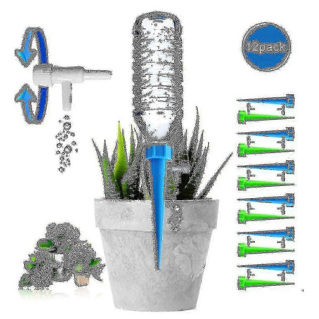12 Pack Automatic Plant Watering Device with Self-Nailing System & Slow Drip Control Valve