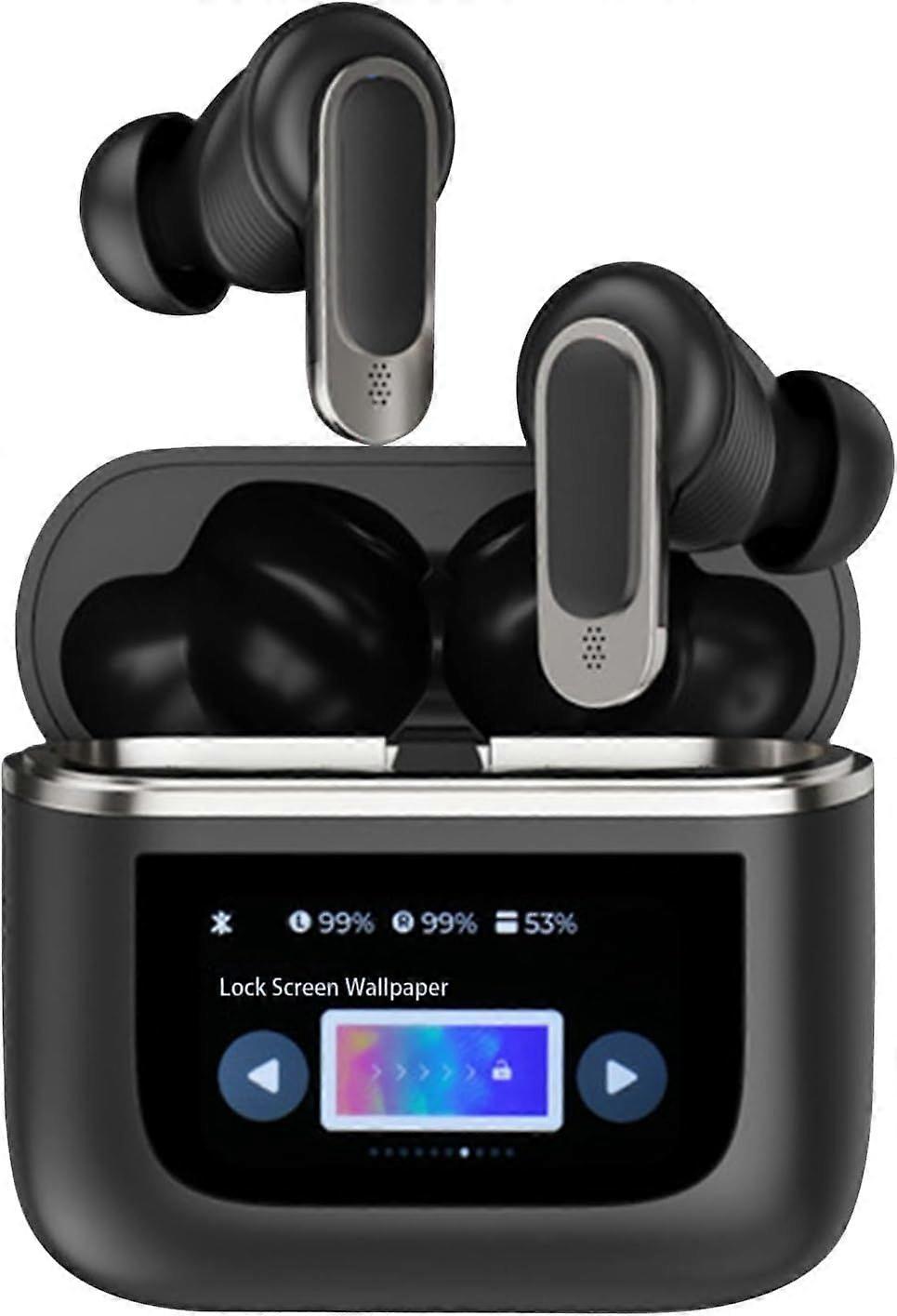 Wireless Bluetooth Headphone Bluetooth 5.3 Touchscreen-ENC Noise Cancelling IPX7 Waterproof Compatible with iOS/Android/Windows(Black)