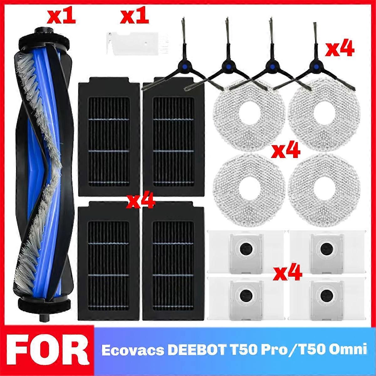 Fits for T50 OMNI / T50 PRO OMNI/ T50 Max Accessories Main Side Brush Filter Mop Cloth Dust Bag