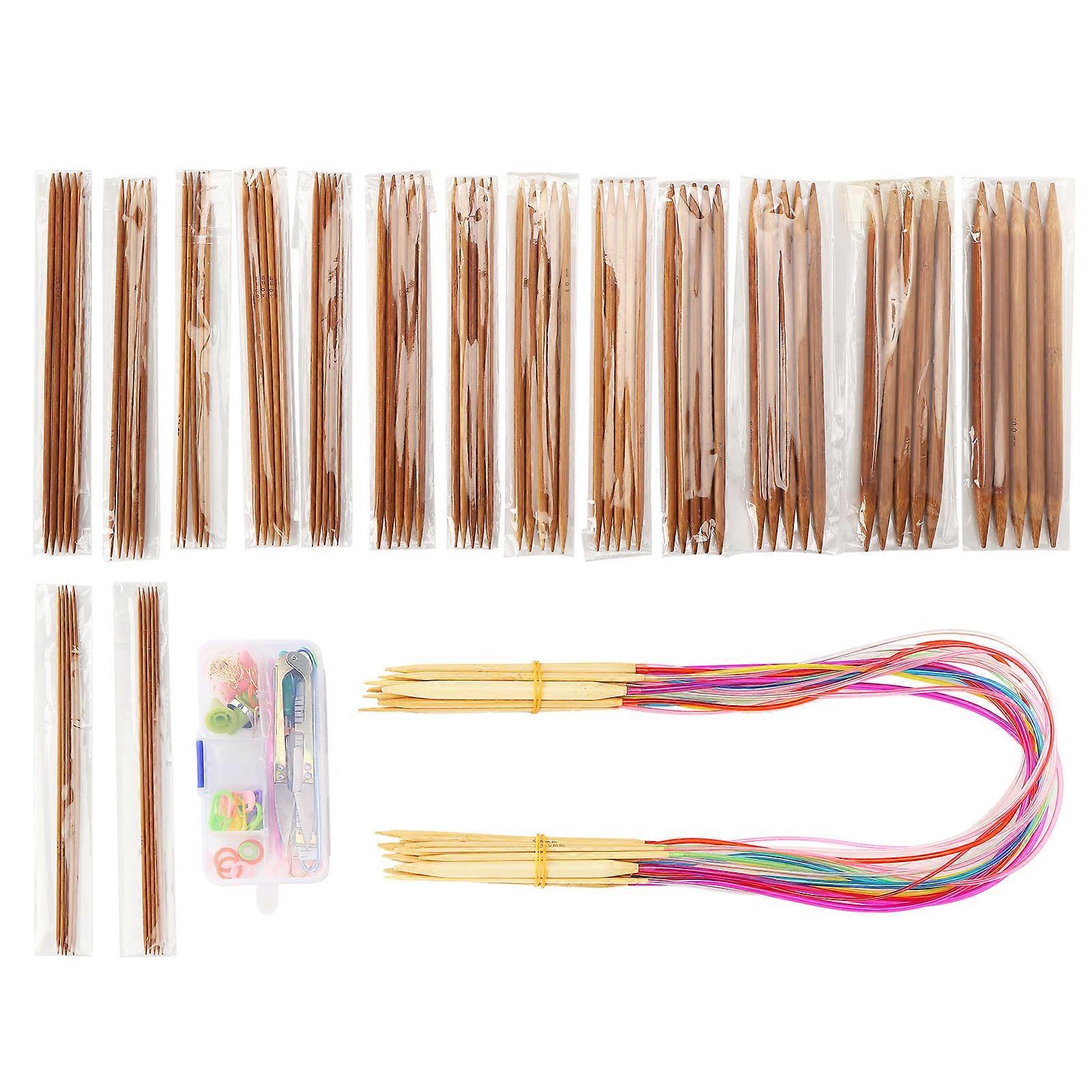 Knitting Needle Set Bamboo Circular & Straight 2.0-10mm, 1 Set
