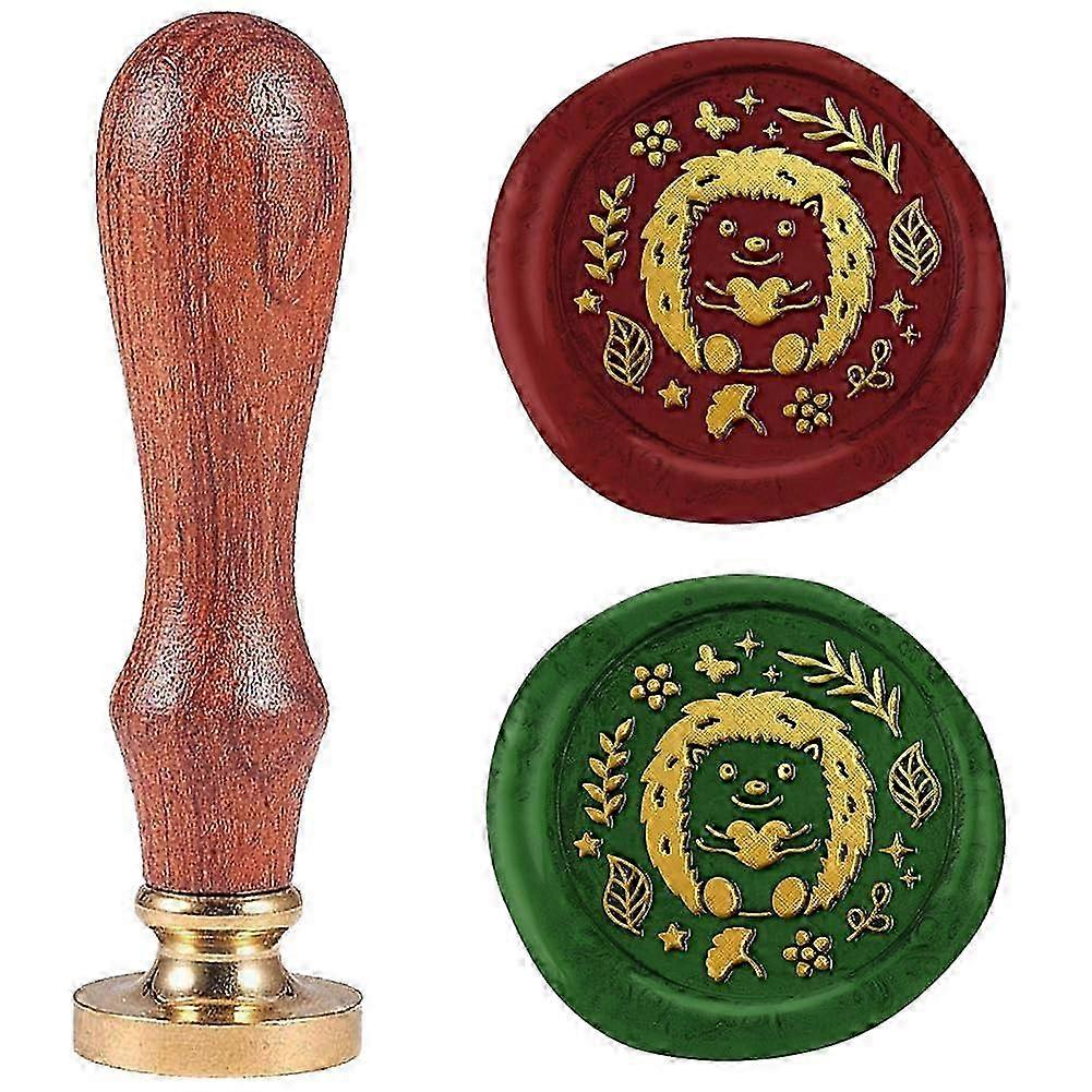2025 Hedgehog 1" Wax Seal Stamp Retro Sealing Stamps Removable Brass Head Seal Stamp with Wooden Handle Sealing Wax for Envelope Greeting Card Letter