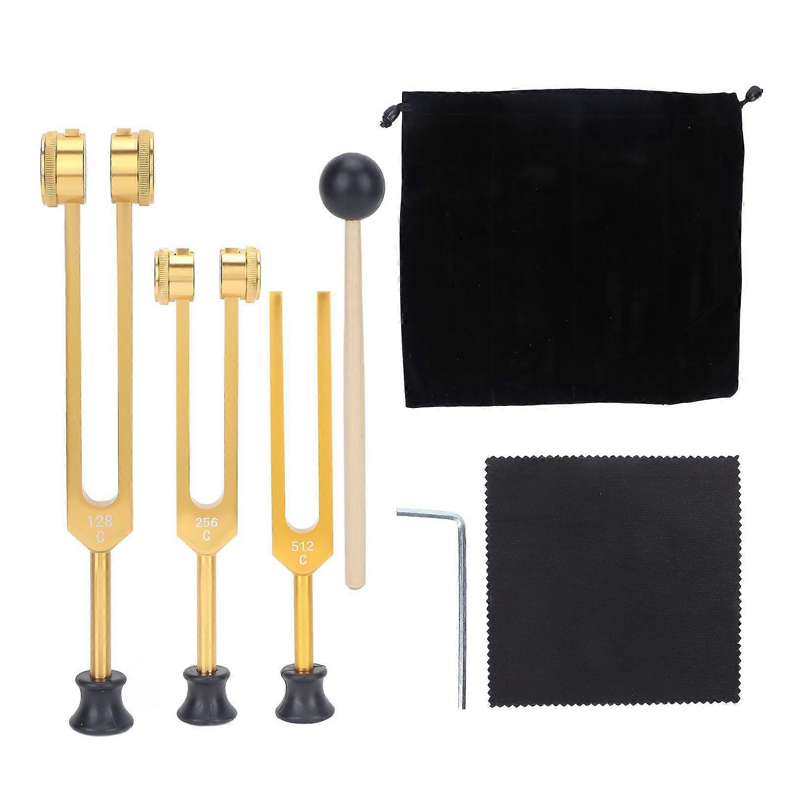 Aluminum Alloy Tuning Fork Set 128 256 512Hz Portable Tuning Fork Healing Instrument for Home Clinical Gold
